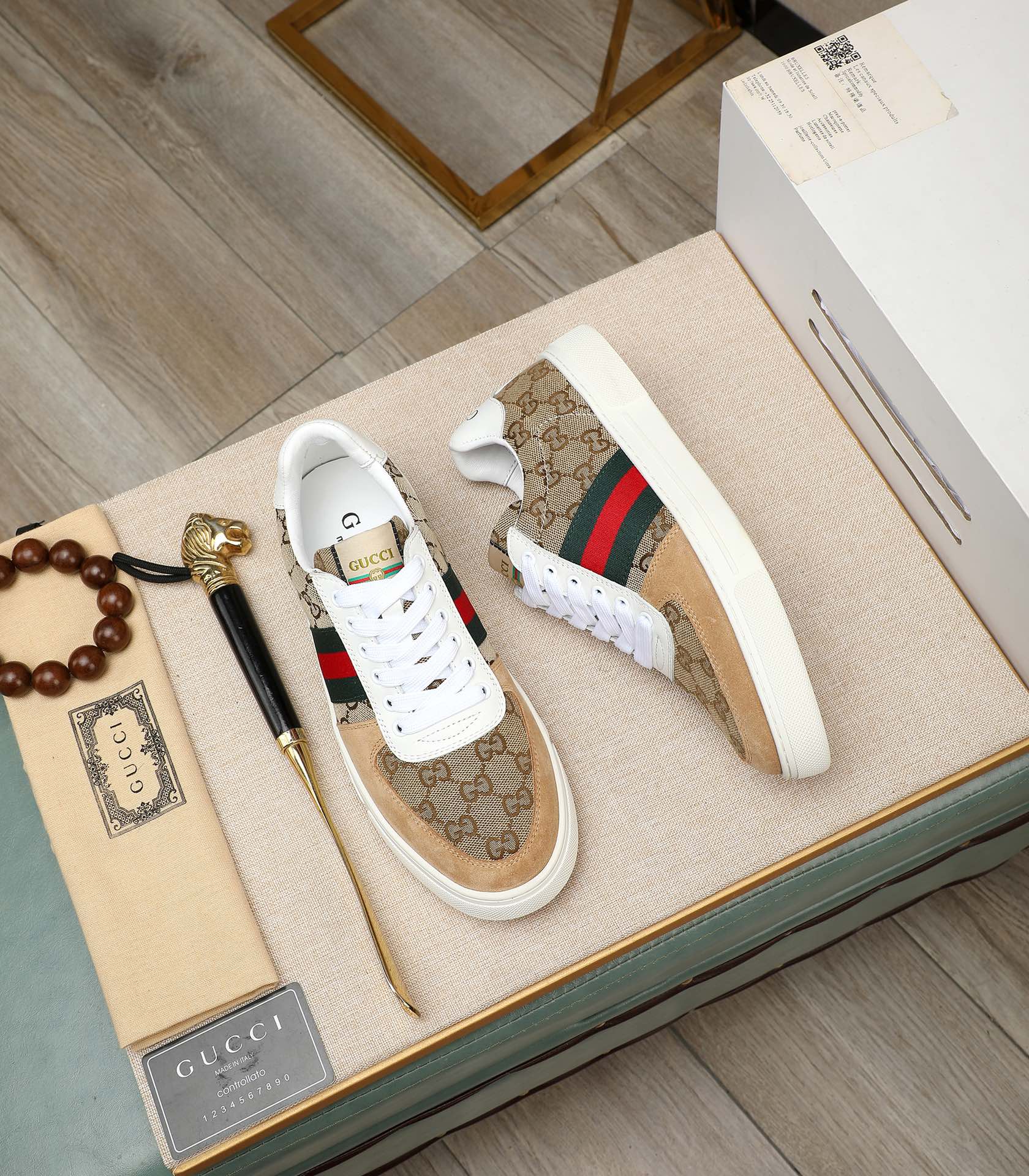 GG Men's Sneaker Brown Suede Canvas 487993