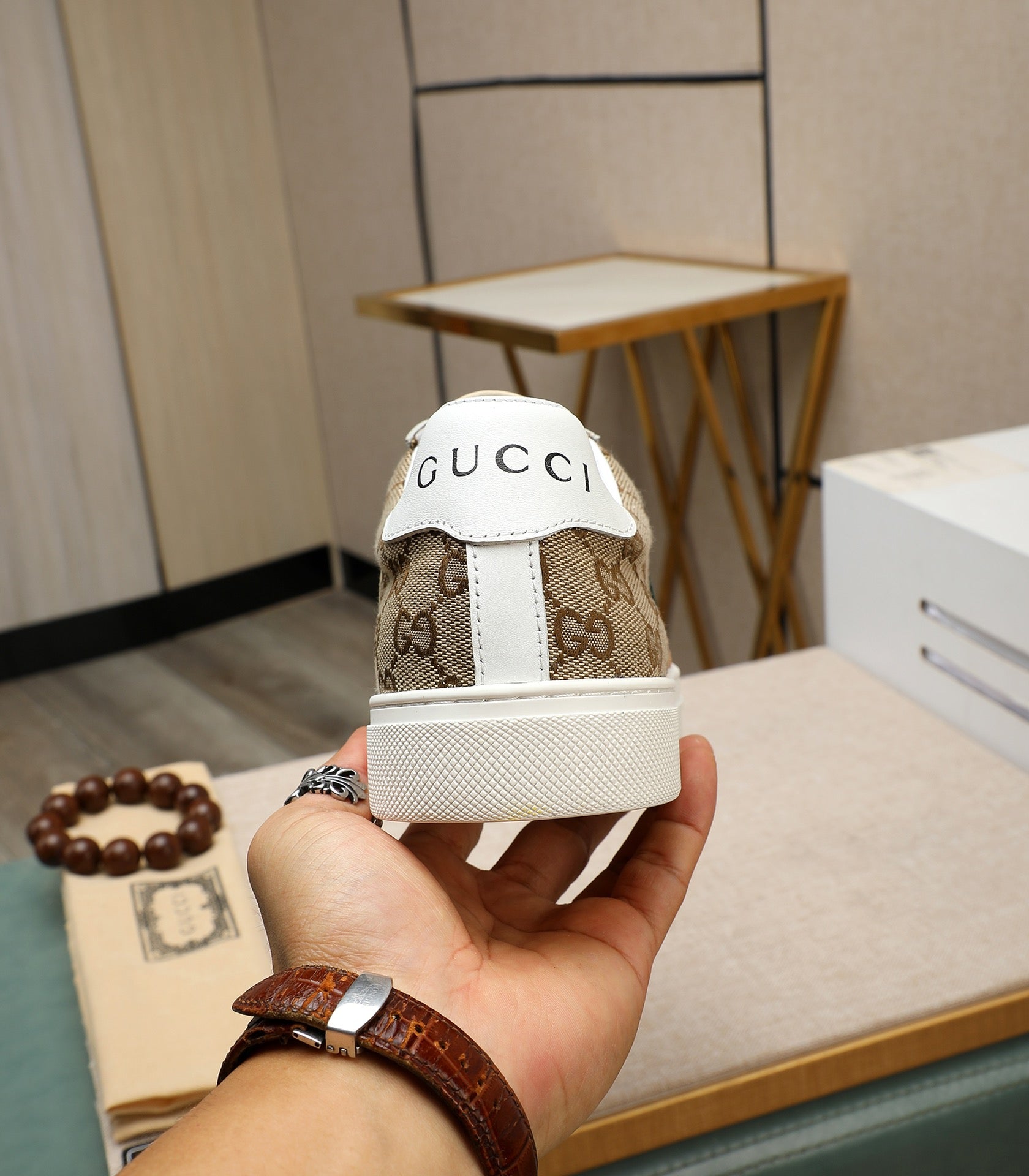 GG Men's Sneaker Brown Suede Canvas 487993