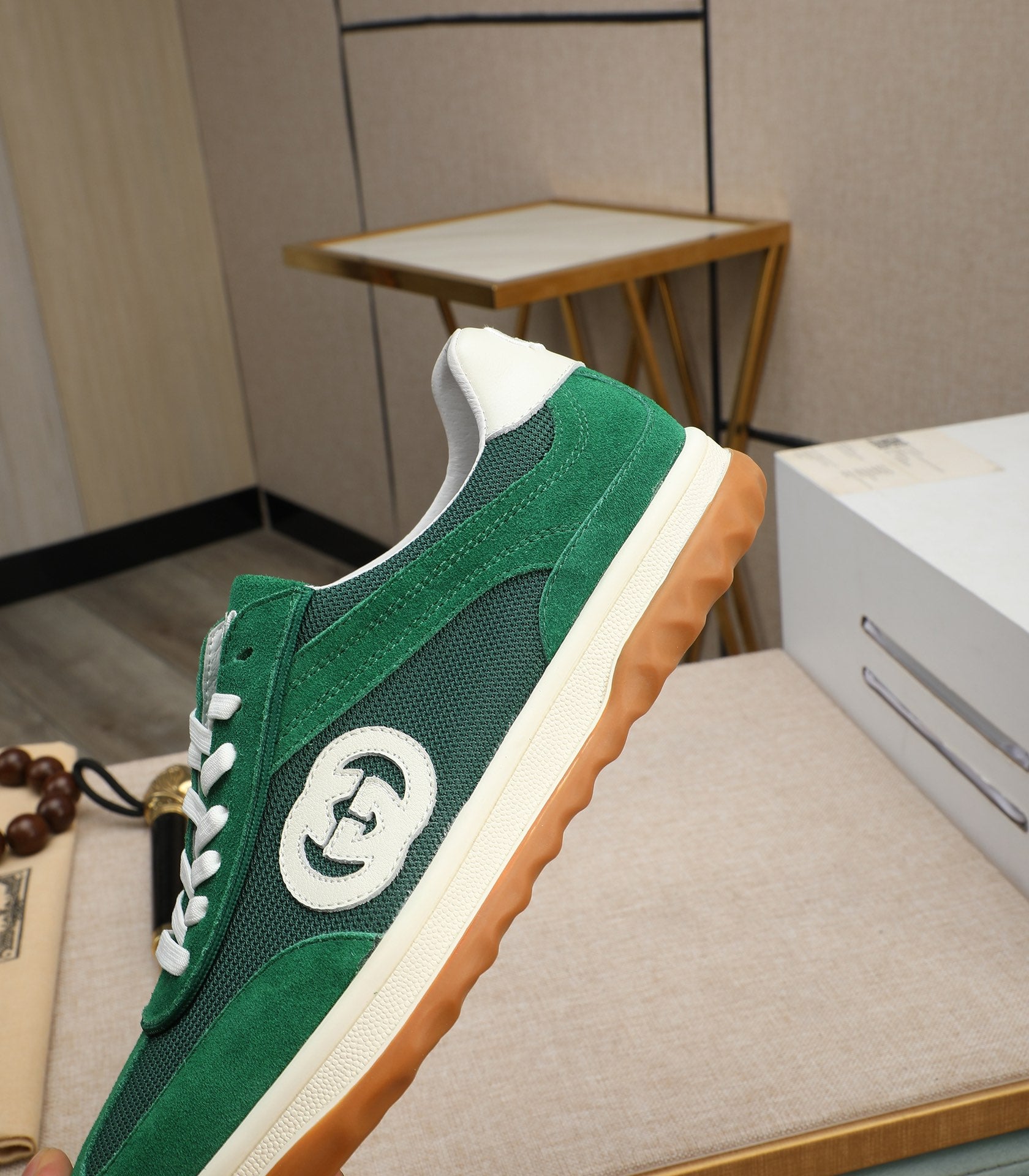 GG Men's G75 Sneaker Green Mesh Suede 270520