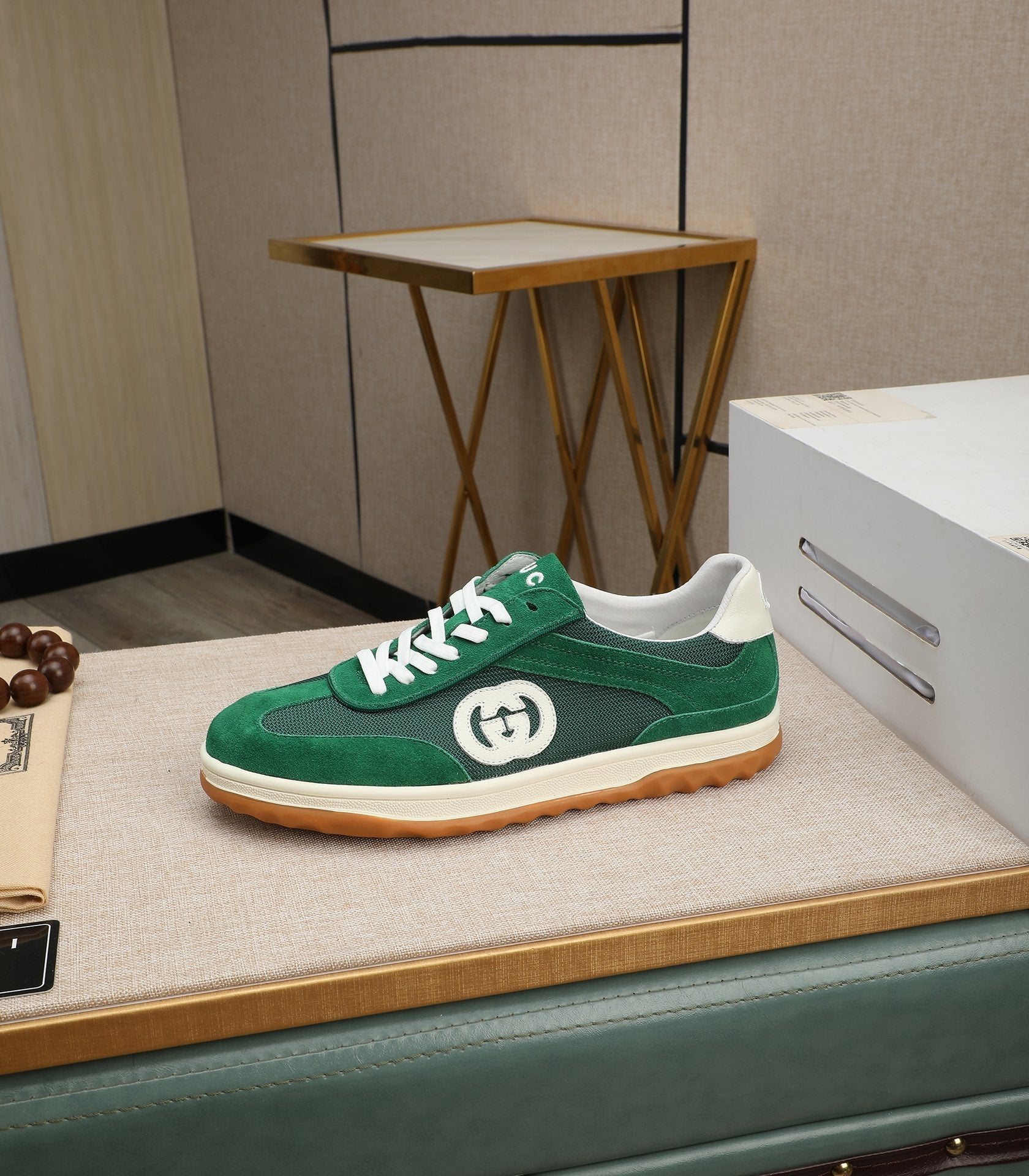 GG Men's G75 Sneaker Green Mesh Suede 270520