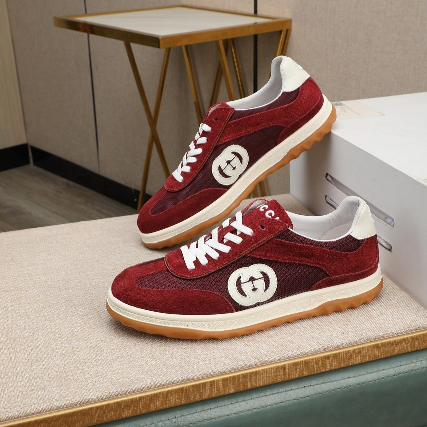 GG Men's G75 Sneaker Red Mesh Suede 270521