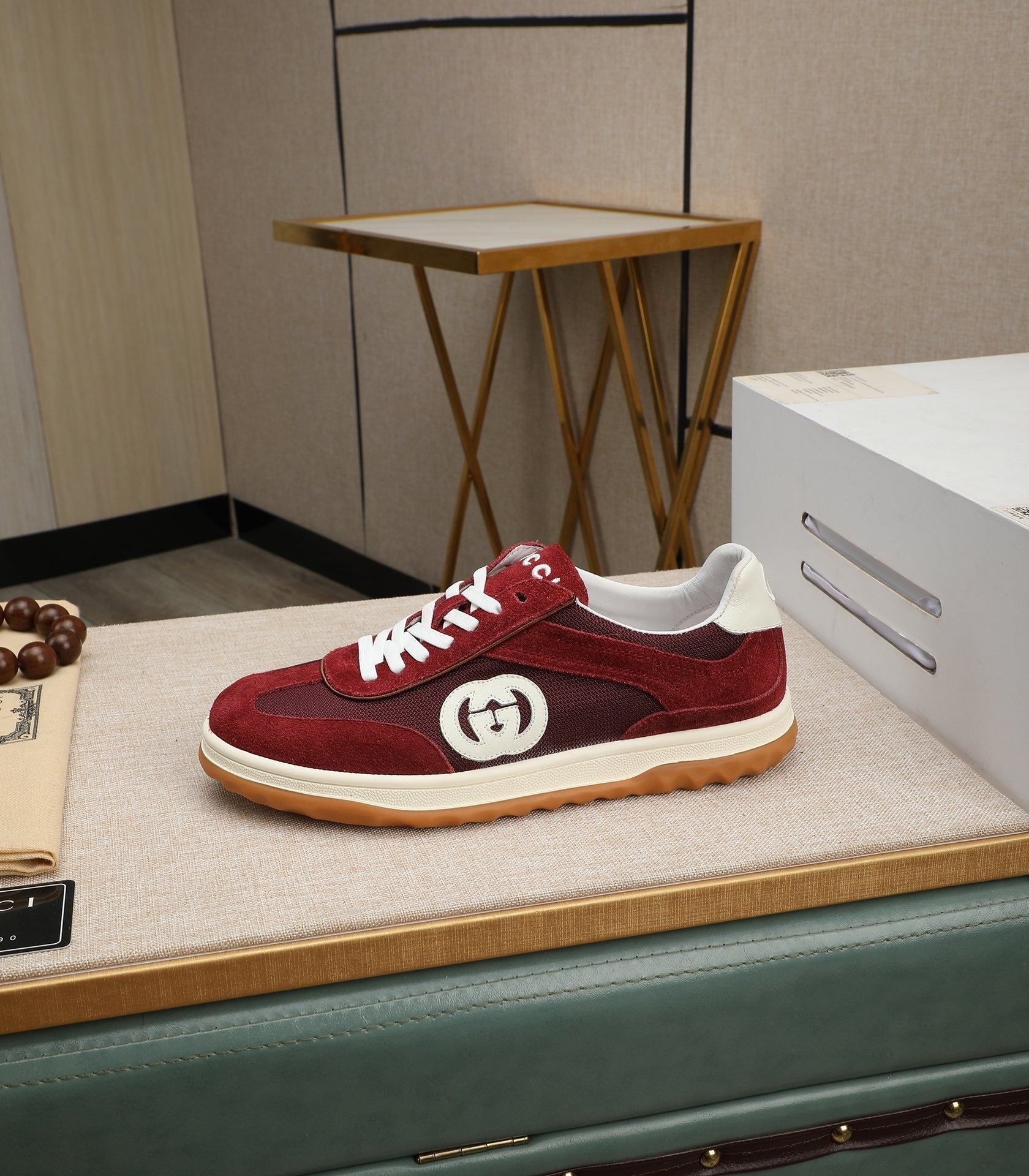 GG Men's G75 Sneaker Red Mesh Suede 270521