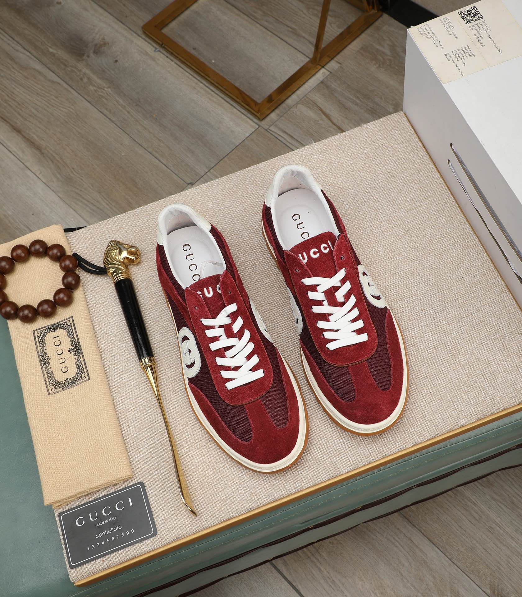 GG Men's G75 Sneaker Red Mesh Suede 270521