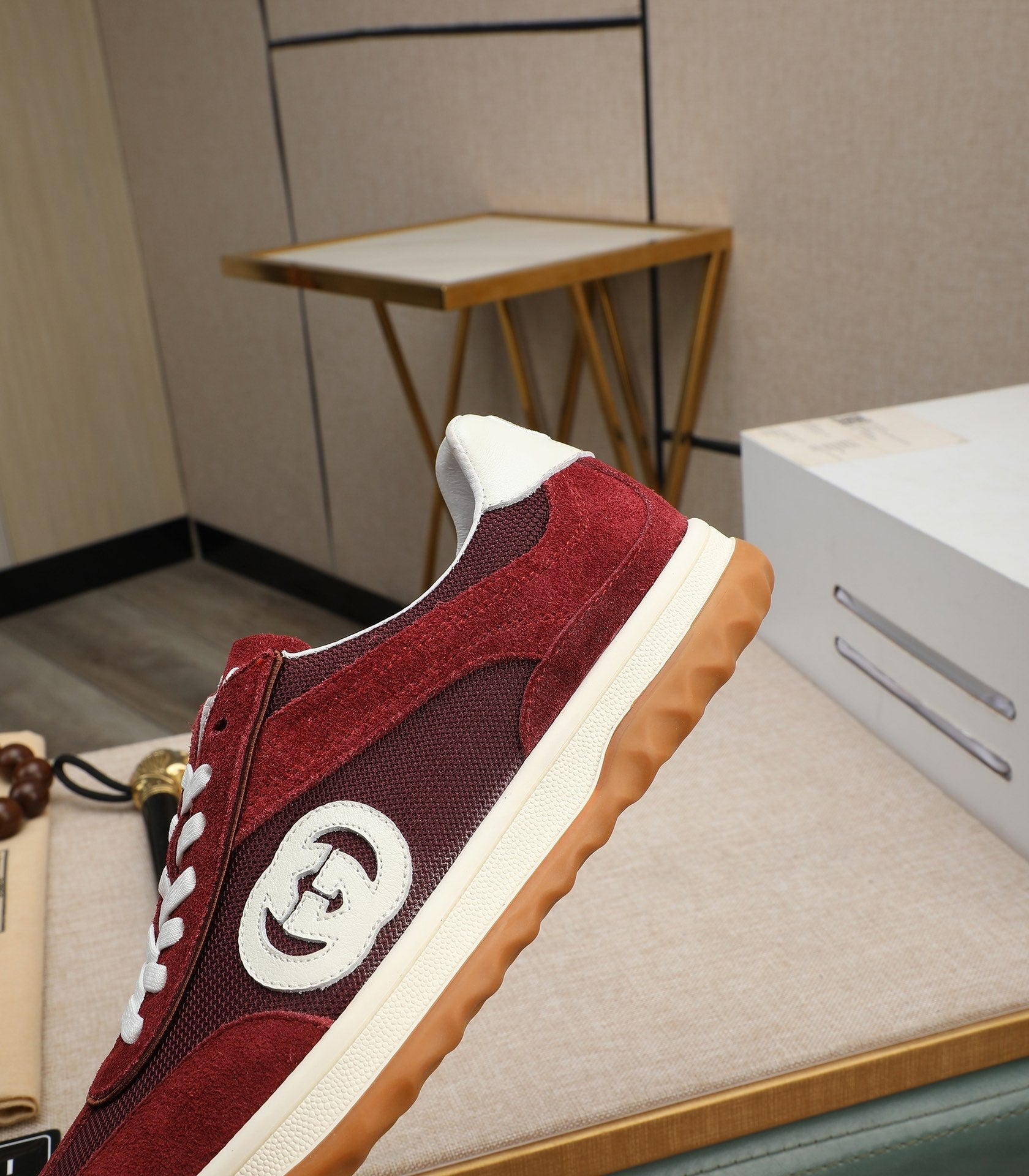 GG Men's G75 Sneaker Red Mesh Suede 270521