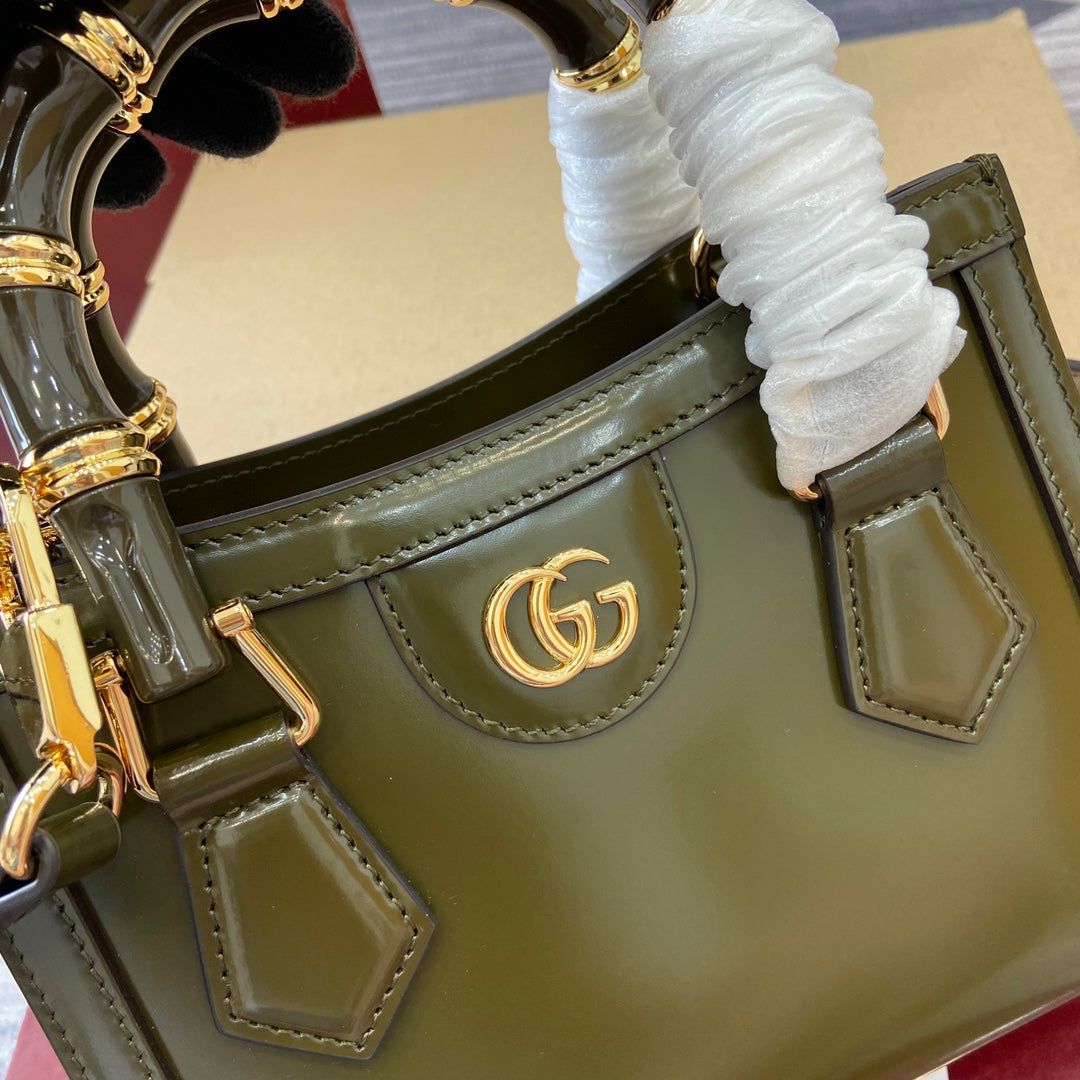 Gucci Bamboo Bag Dark Green Leather 339650