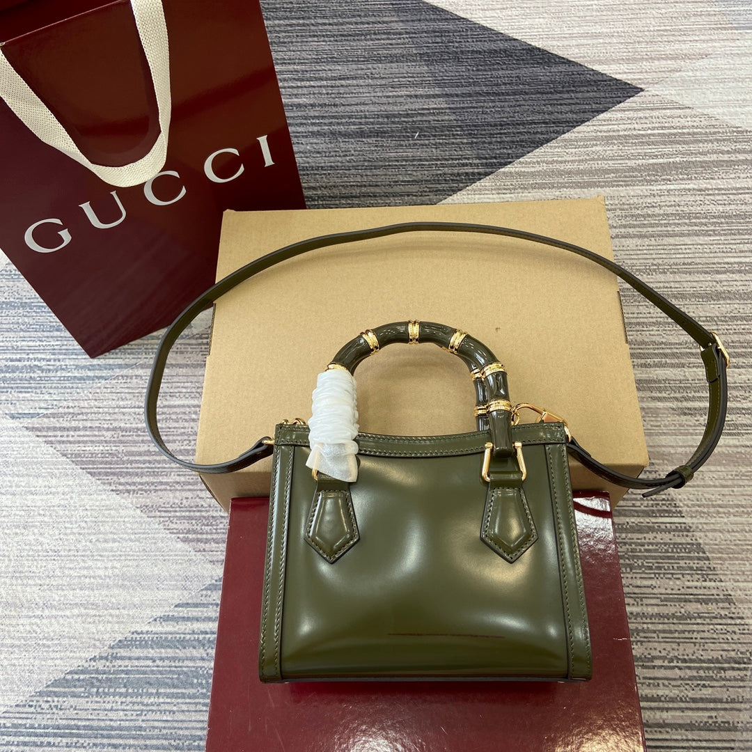 Gucci Bamboo Bag Dark Green Leather 339650