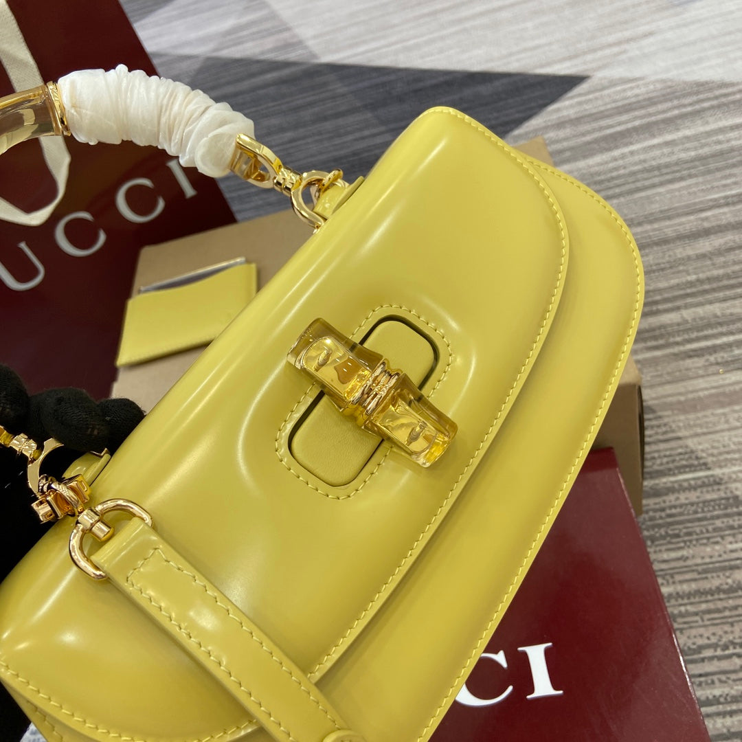 Gucci Bamboo Diva Bag Yellow Leather 339653