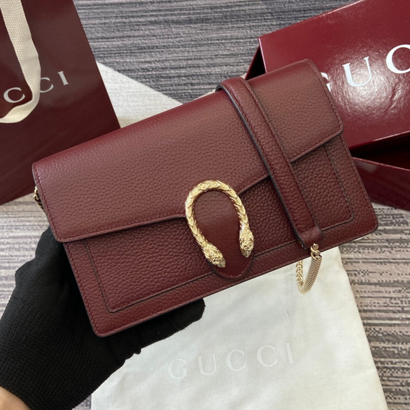 GG Dionysus Chain bag 20cm Anchora red Grained Leather 339612