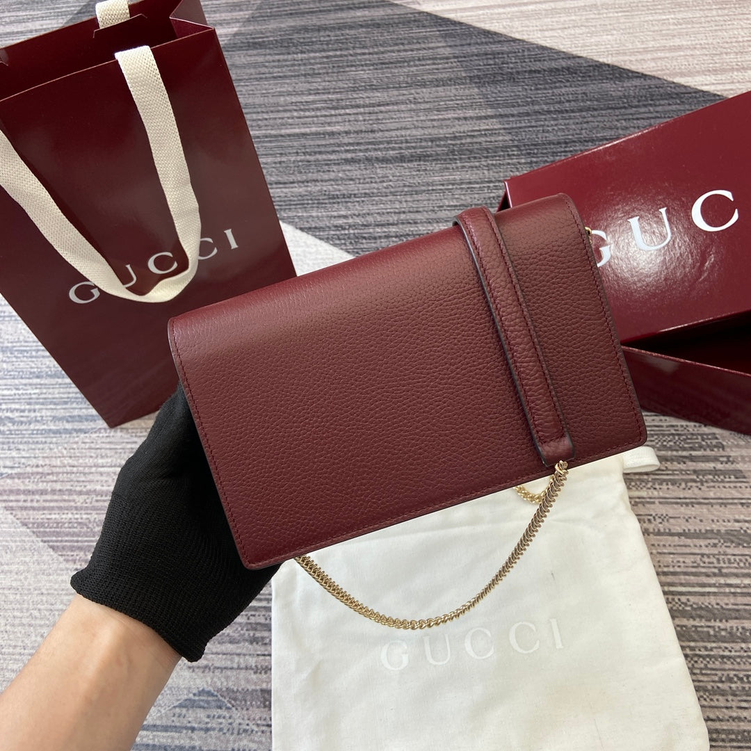 GG Dionysus Chain bag 20cm Anchora red Grained Leather 339612