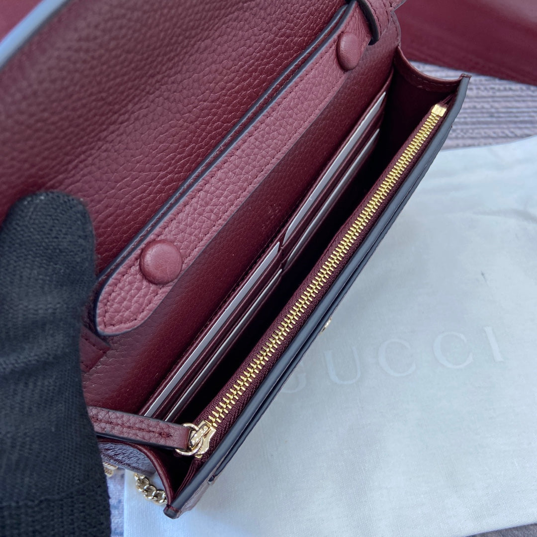 GG Dionysus Chain bag 20cm Anchora red Grained Leather 339612