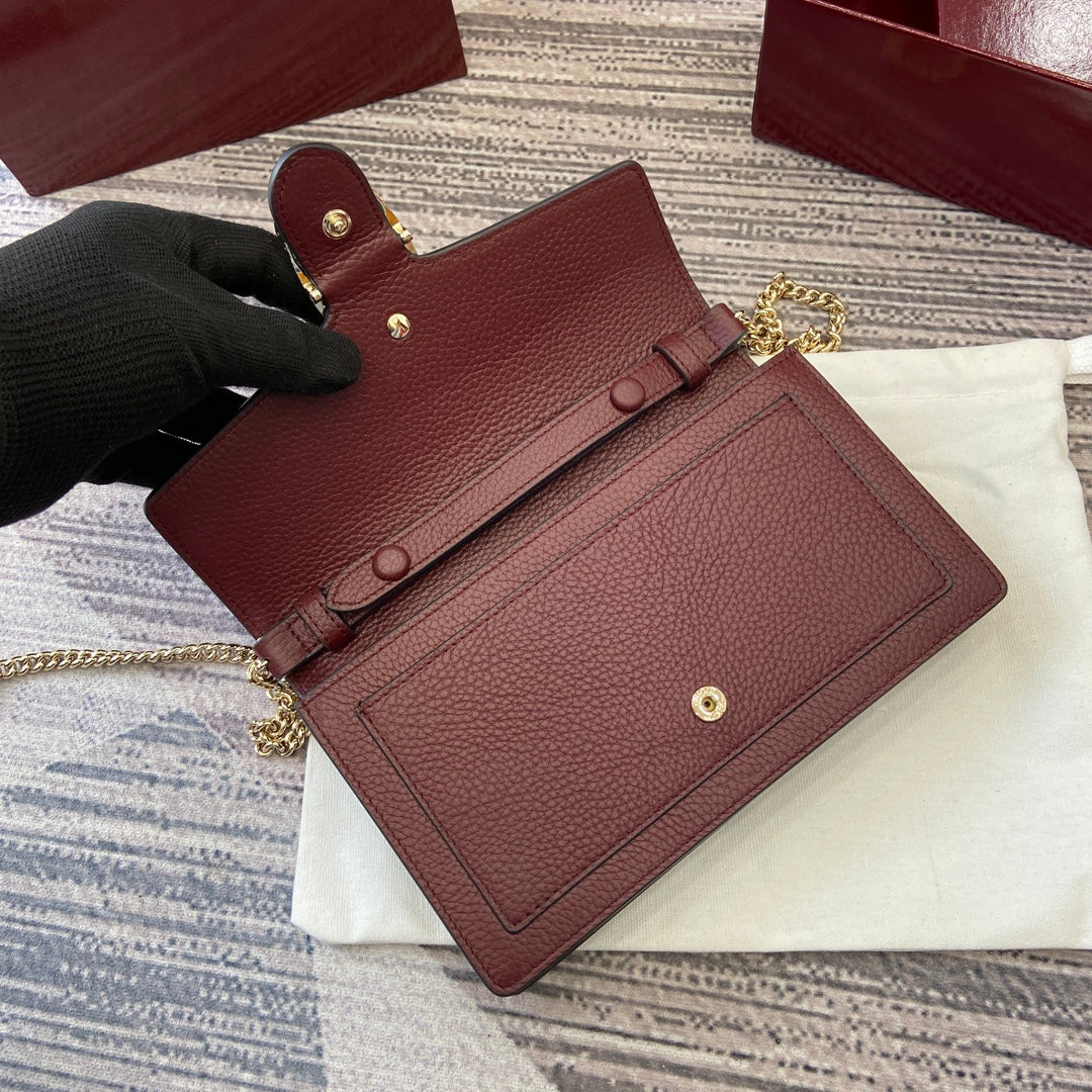 GG Dionysus Chain bag 20cm Anchora red Grained Leather 339612