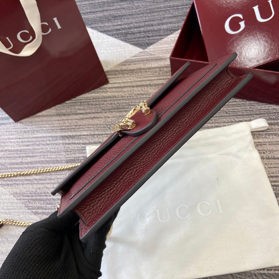 GG Dionysus Chain bag 20cm Anchora red Grained Leather 339612