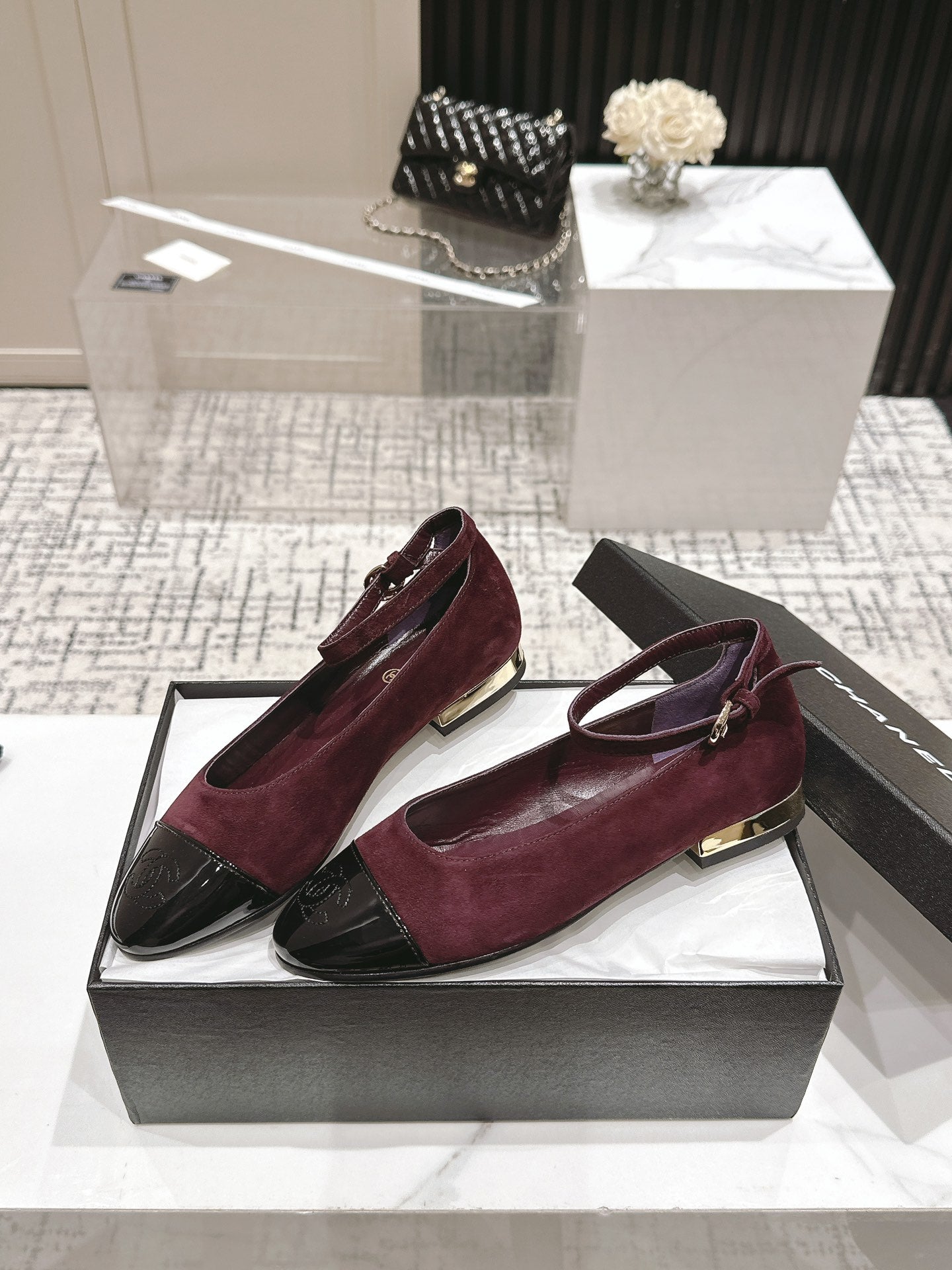 CC Mary Jane Burgundy Suede And Cowhide