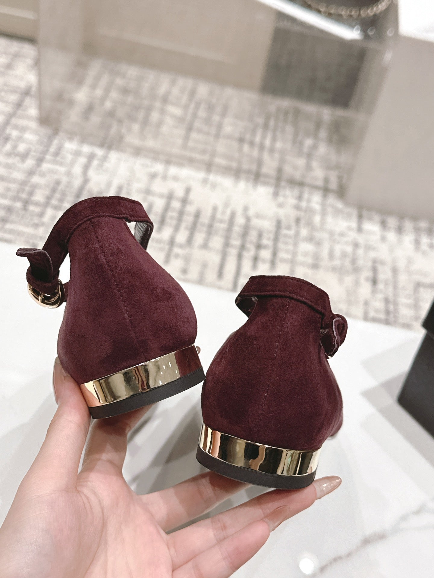 CC Mary Jane Burgundy Suede And Cowhide