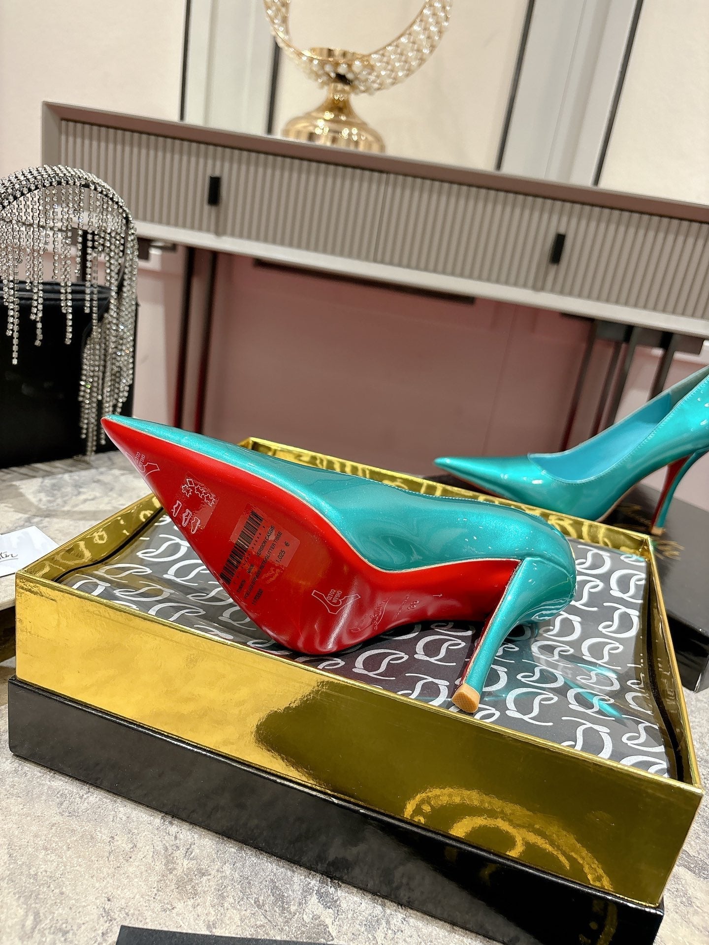 CL Kate Pumps 100mm Blue Shiny Calfskin 345986