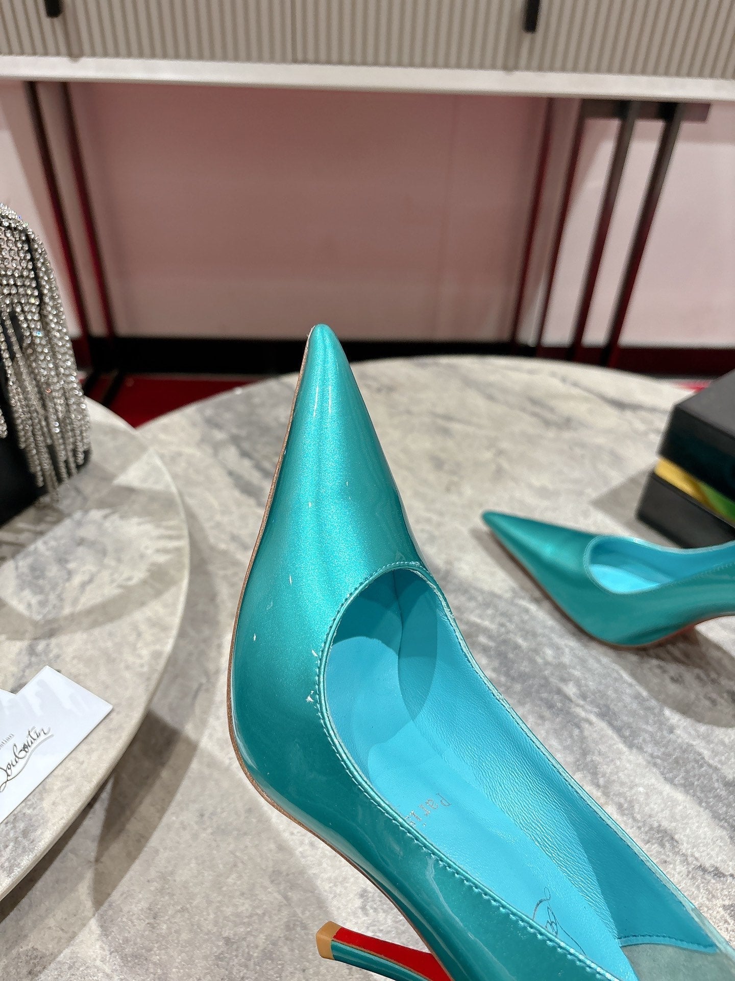 CL Kate Pumps 100mm Blue Shiny Calfskin 345986