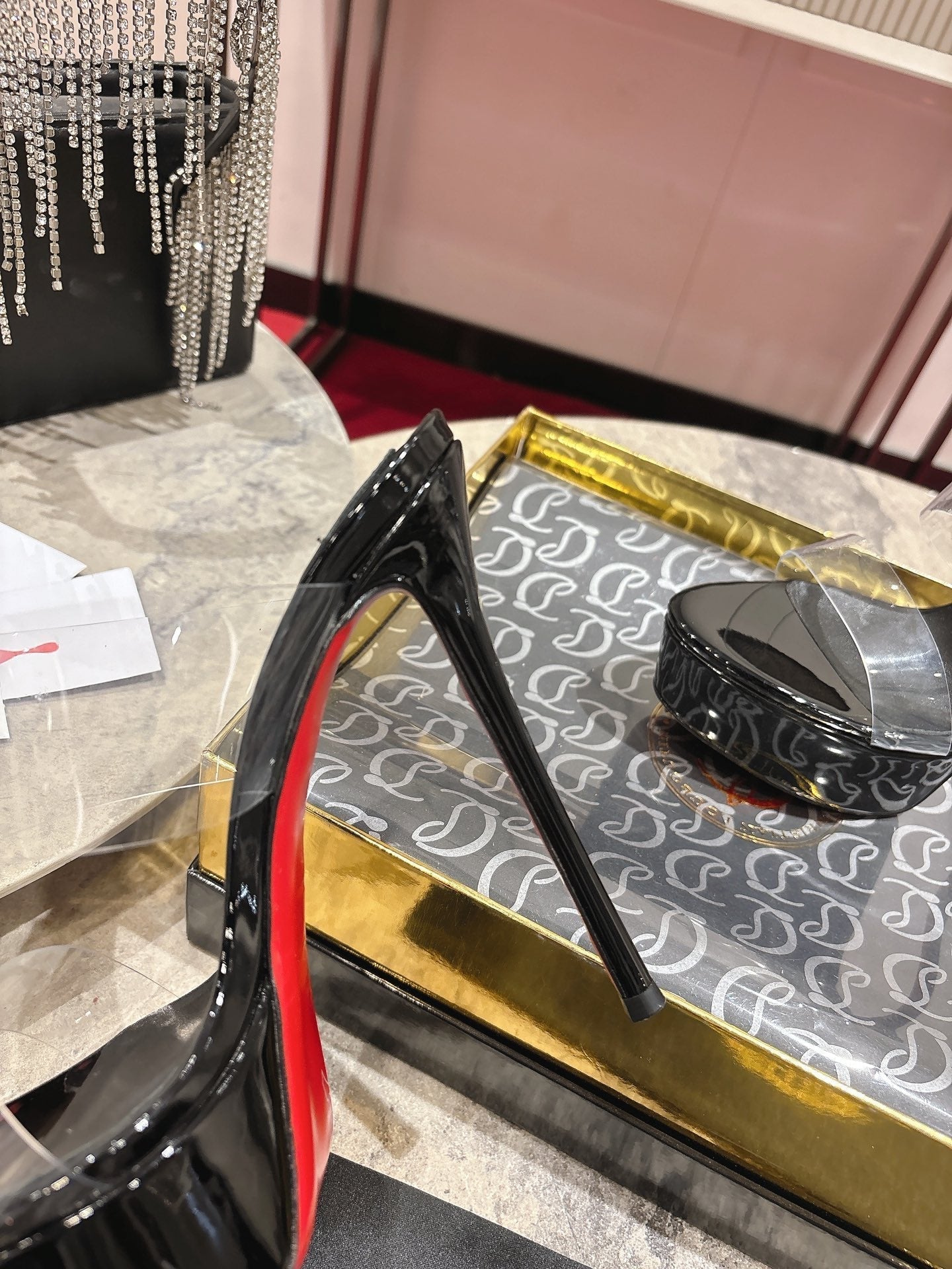 CL Just Nothing Alta 150mm Black Patent Calfskin