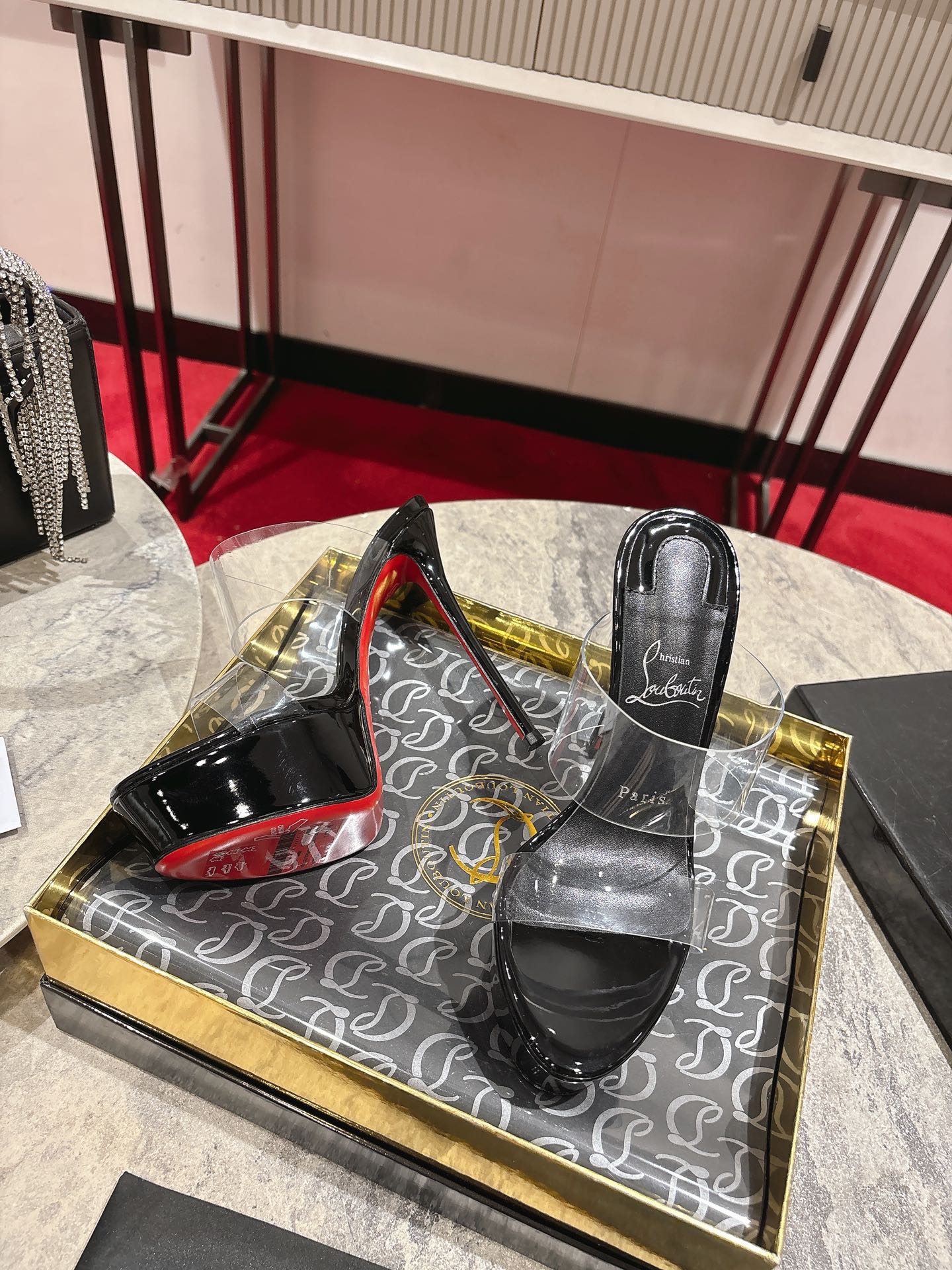 CL Just Nothing Alta 150mm Black Patent Calfskin