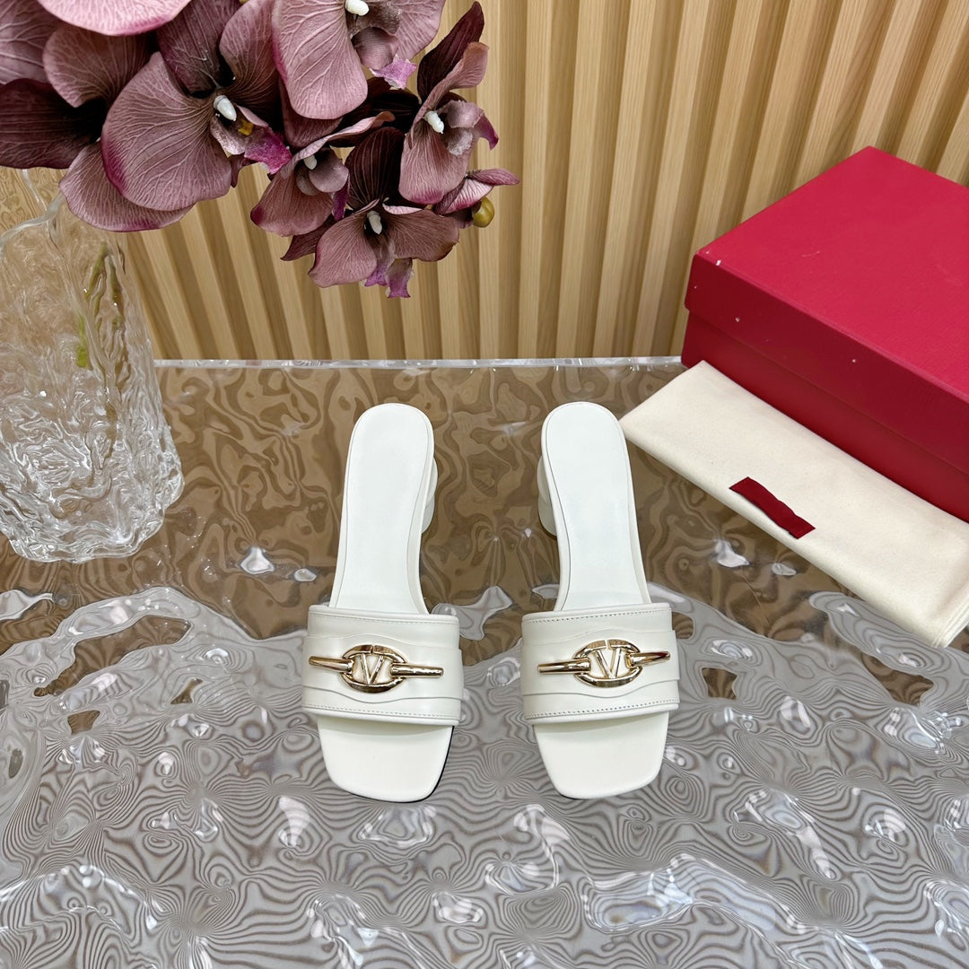 High Heel 70 Mule Sandal The Bold Edition Vlogo Square Toe White