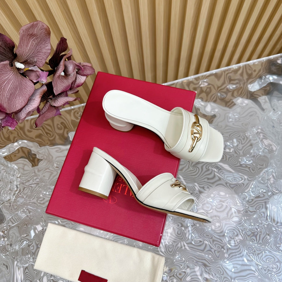 High Heel 70 Mule Sandal The Bold Edition Vlogo Square Toe White