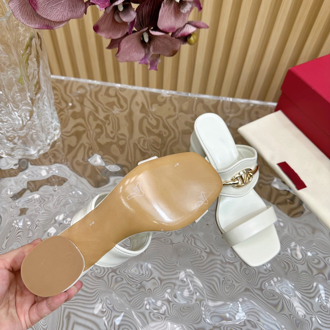 High Heel 70 Sandal The Bold Edition Vlogo Square Toe White