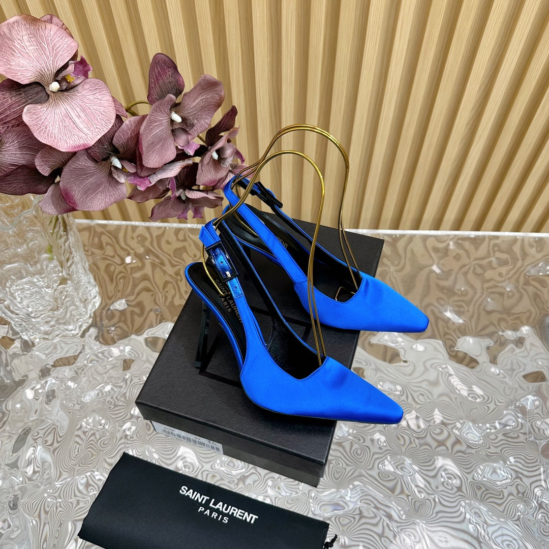 SL DUNE SLINGBACK PUMPS COBALT SATIN