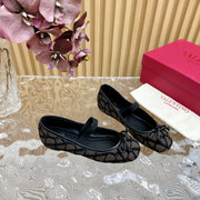 Ballerina In Toile Iconographe 20mm In Black Mix Earth Brown Cotton Canvas And Lambskin 102826