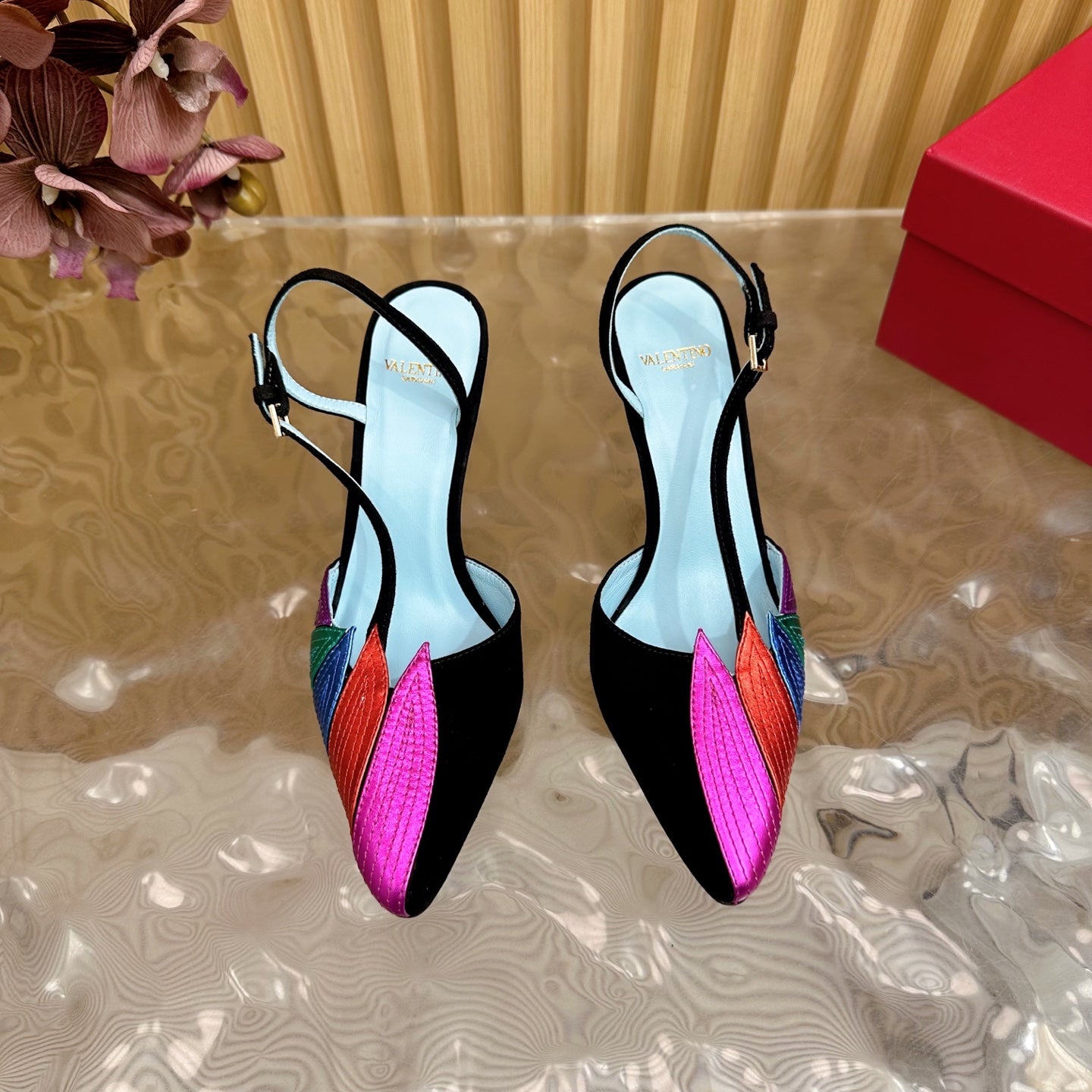 VT 25 Foil foliage Slingback Black Cowhide 353030