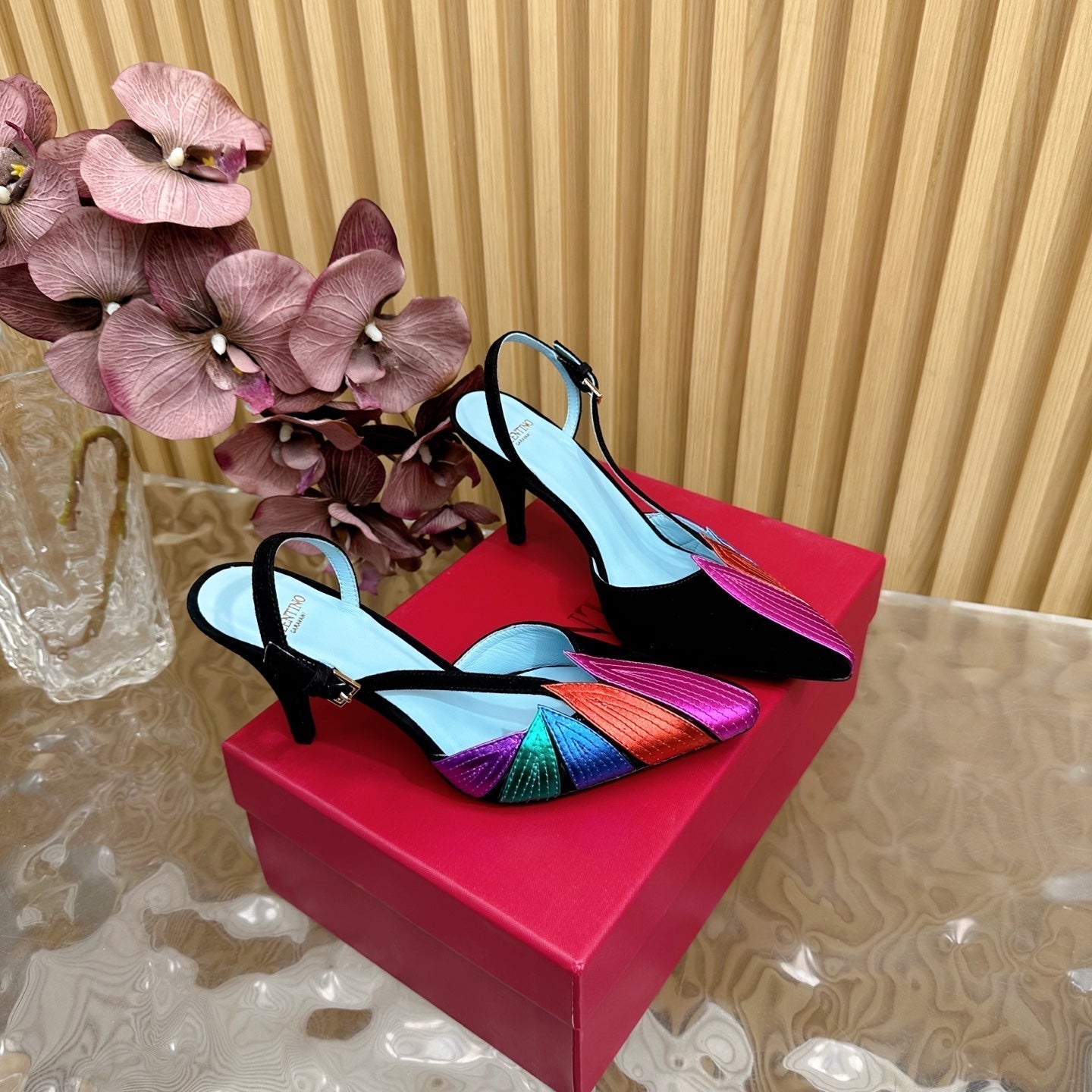 VT 25 Foil foliage Slingback Black Cowhide 353030