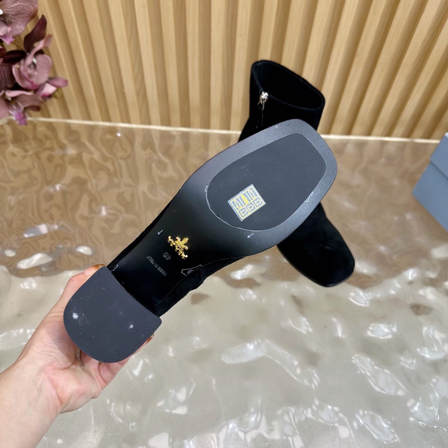 Prada 25 Boot Black Suede 498223