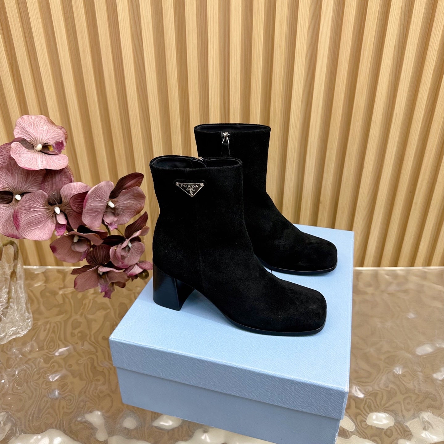 Prada 25 Boot Black Suede 498223
