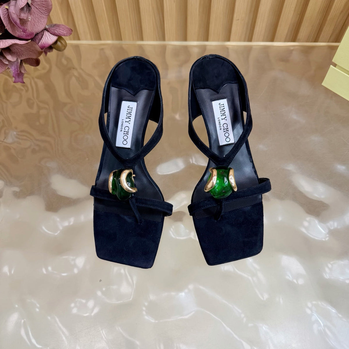 Jimmy Choo 2026 Emeri Stone Sandals 85mm Suede 949785