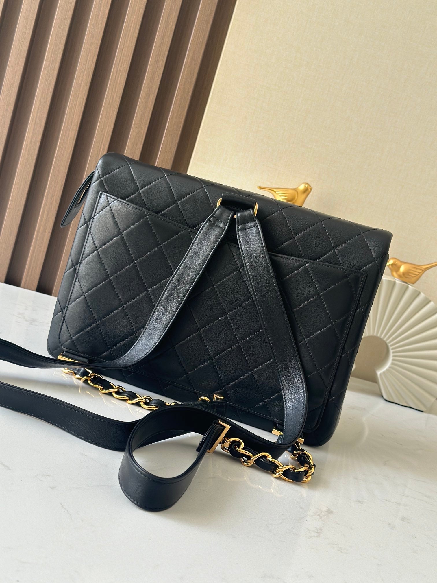 CC 2025 Backpack 30cm Black Gold Backpack Sheepskin 298105