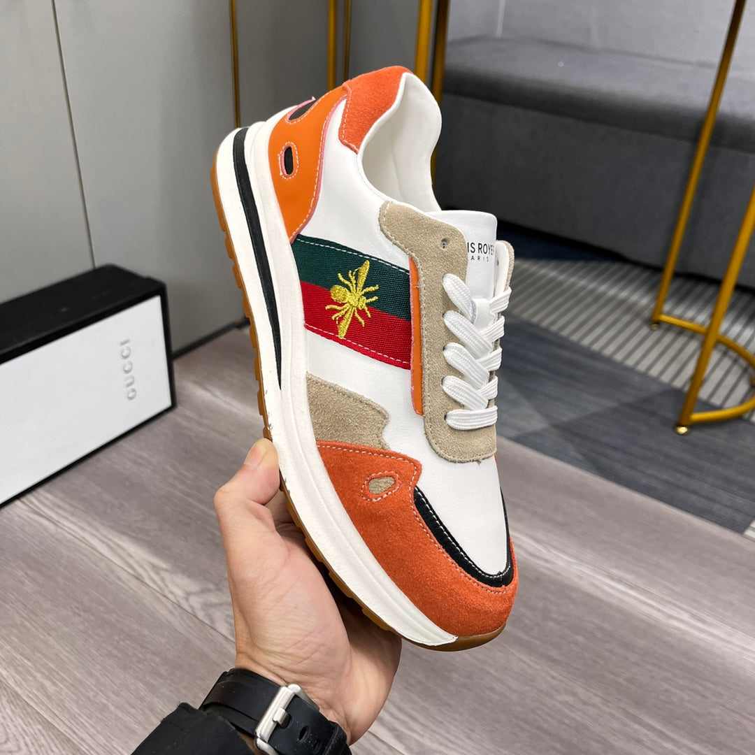 GG Men's Ace Bee Sneaker Multicolor Suede Cowhide 487717