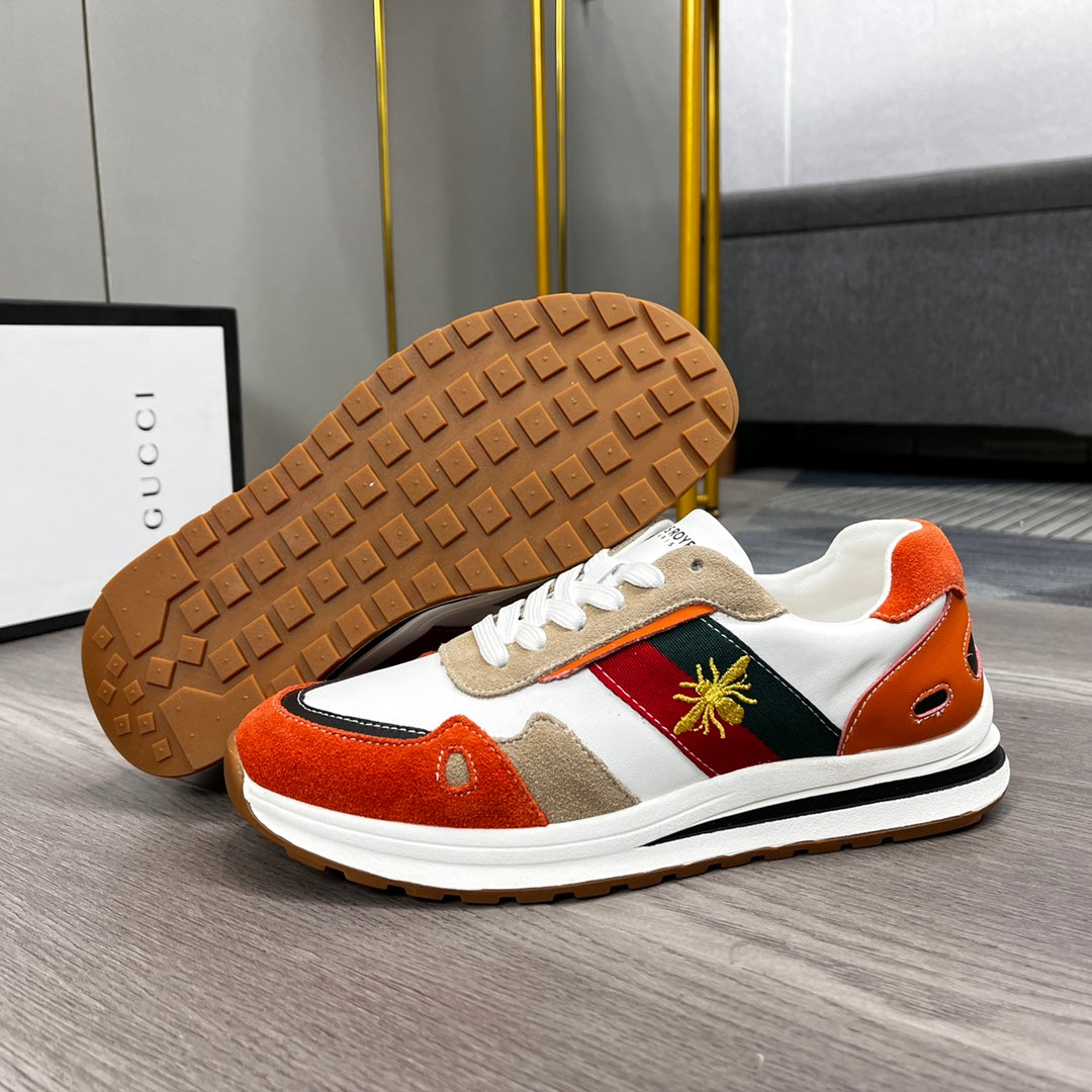 GG Men's Ace Bee Sneaker Multicolor Suede Cowhide 487717