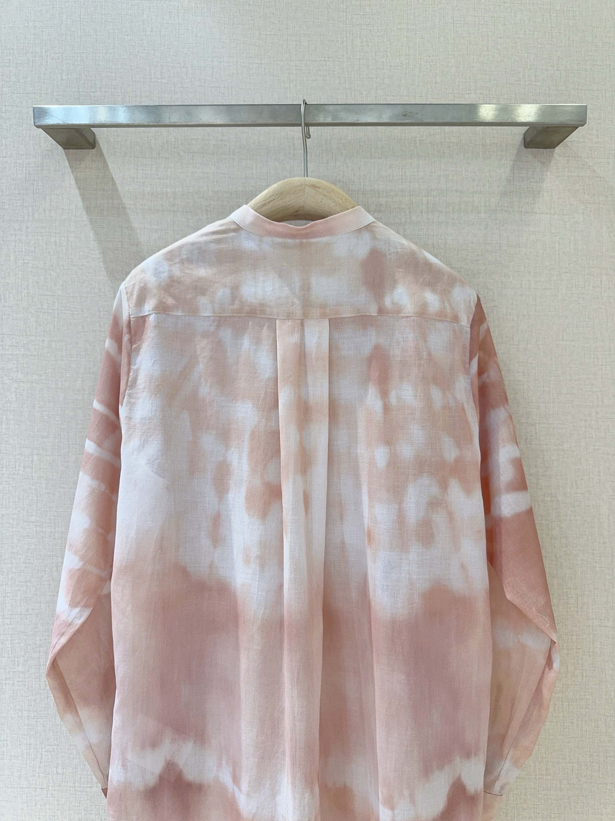 CD Tie-dye Pattern Shirt Pink mix White Cotton