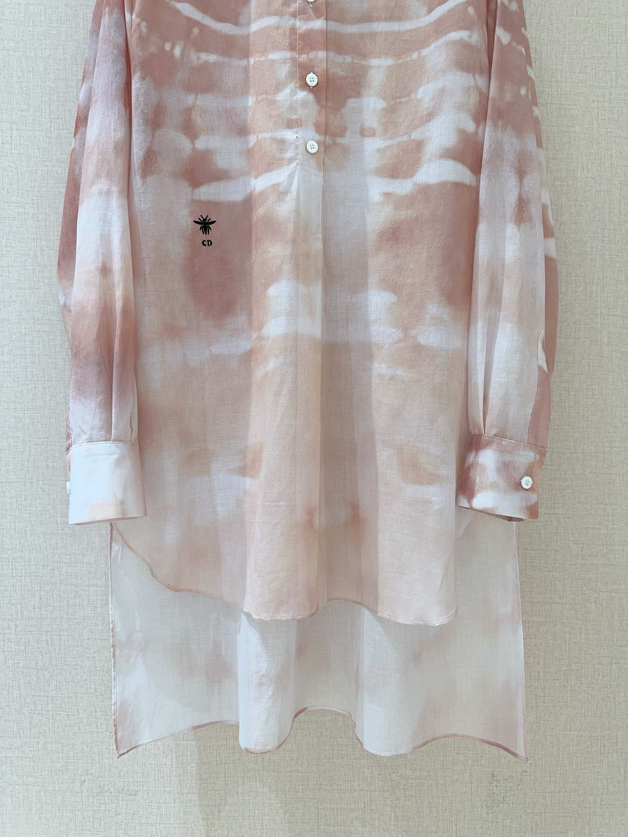 CD Tie-dye Pattern Shirt Pink mix White Cotton