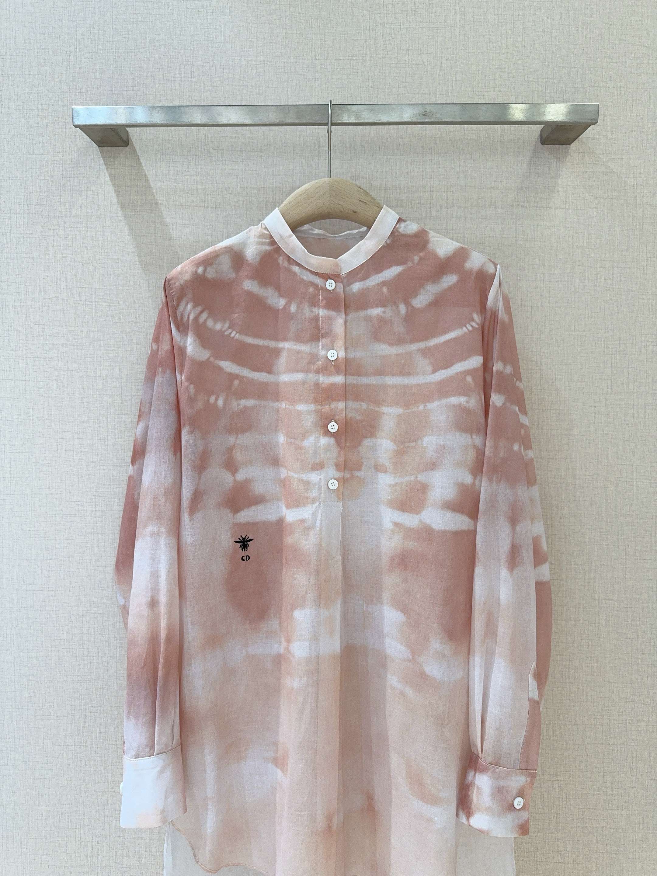 CD Tie-dye Pattern Shirt Pink mix White Cotton