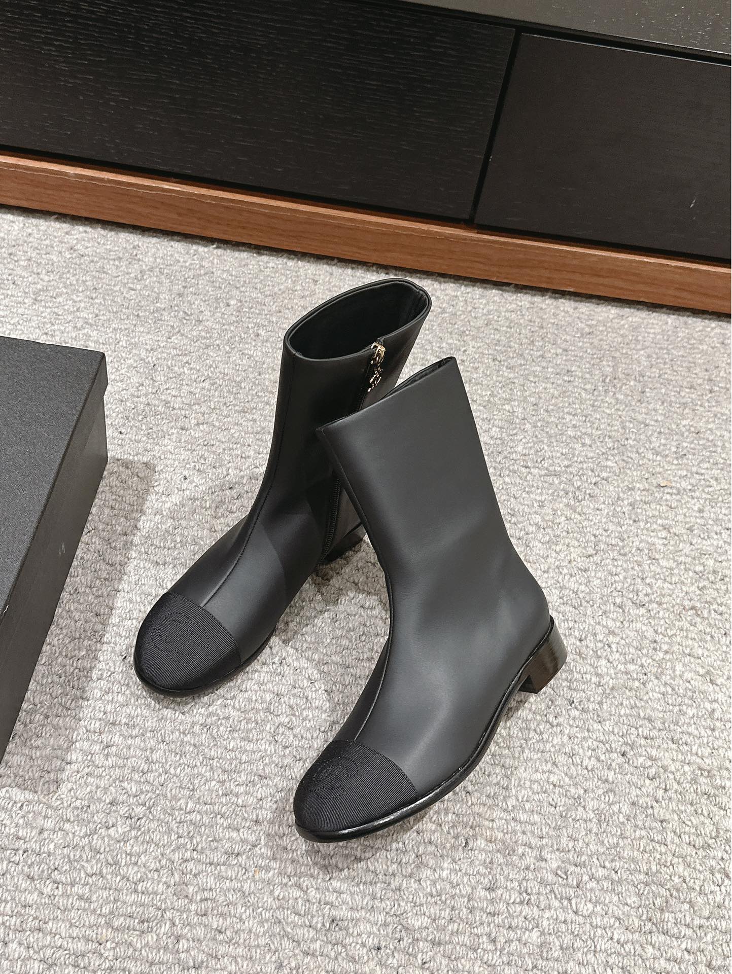 CC Short Boot Black Lambskin Grosgrain