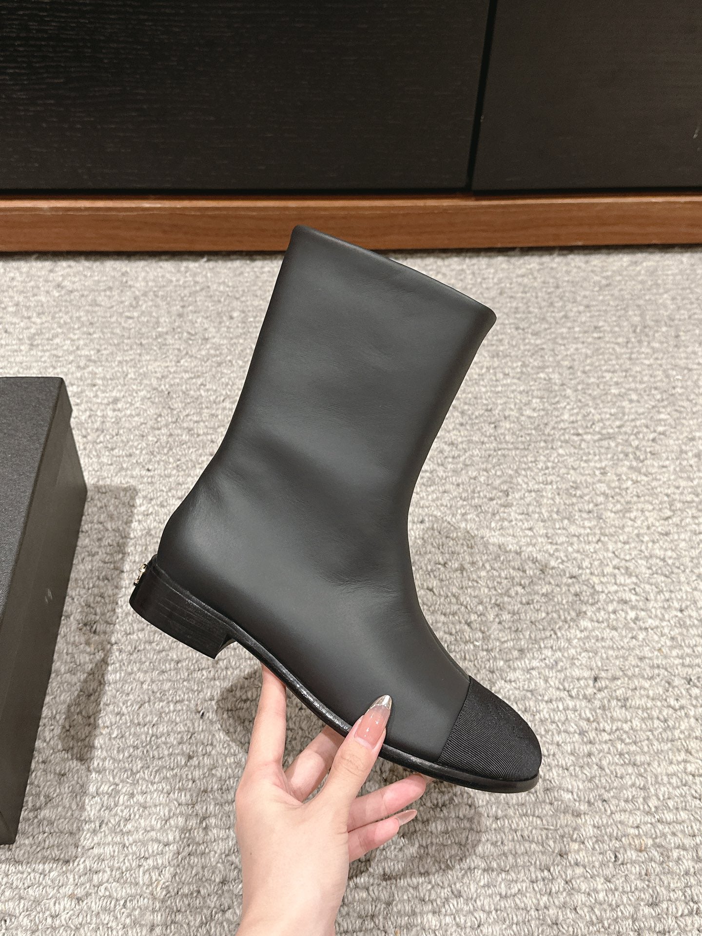 CC Short Boot Black Lambskin Grosgrain