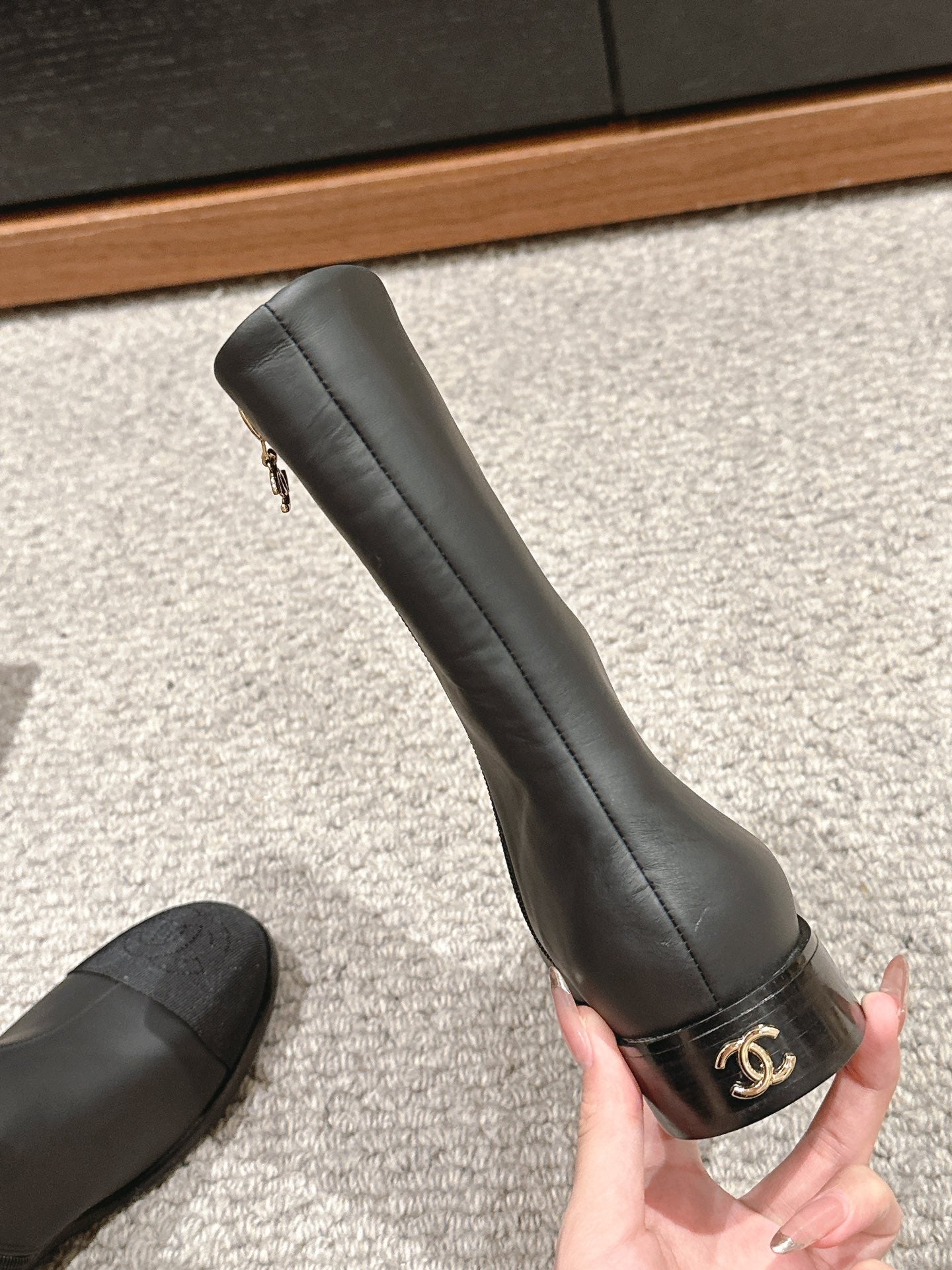 CC Short Boot Black Lambskin Grosgrain