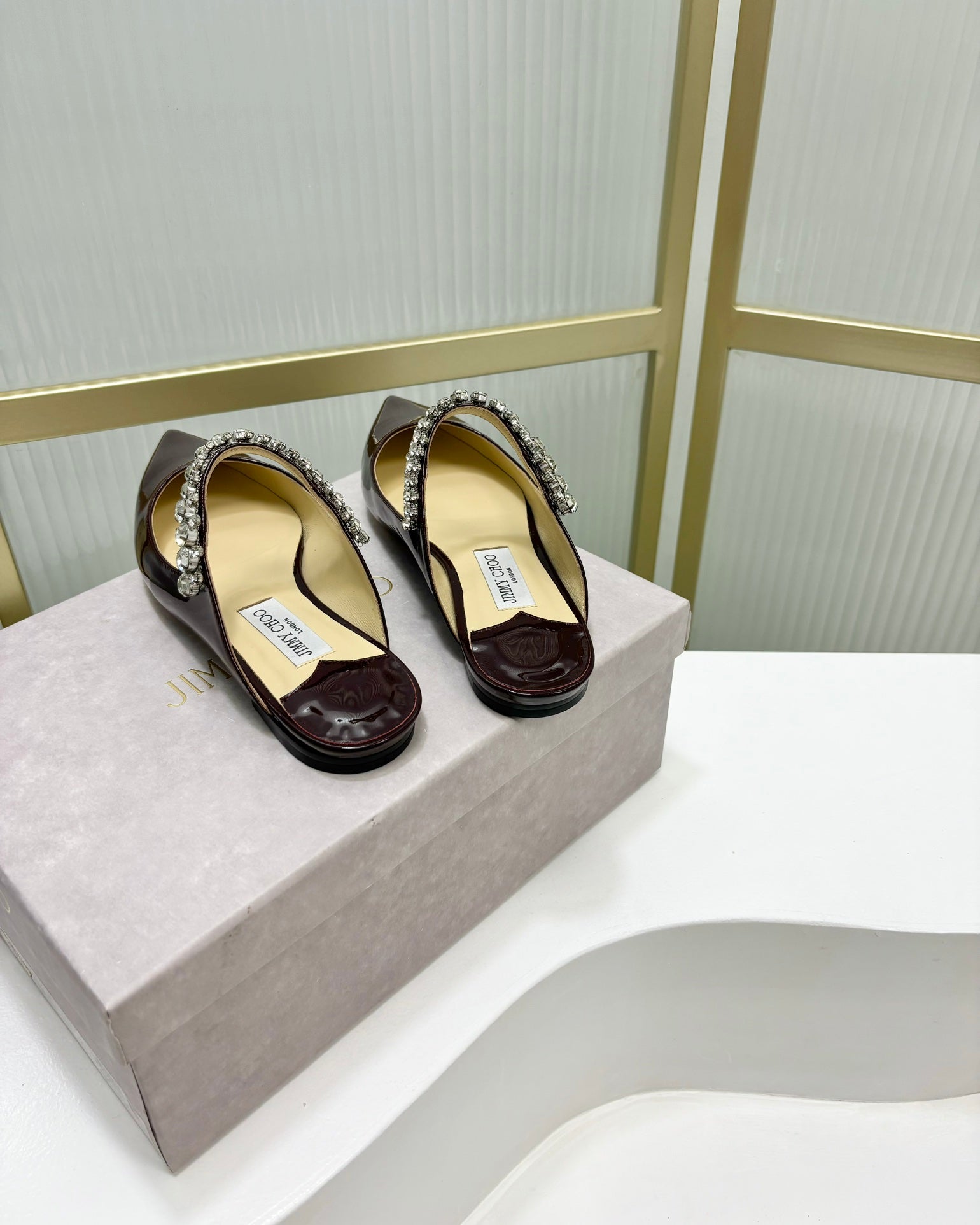 Jimmy Bing In  Dark Burgundy Glossy Cowhide Mules  587752