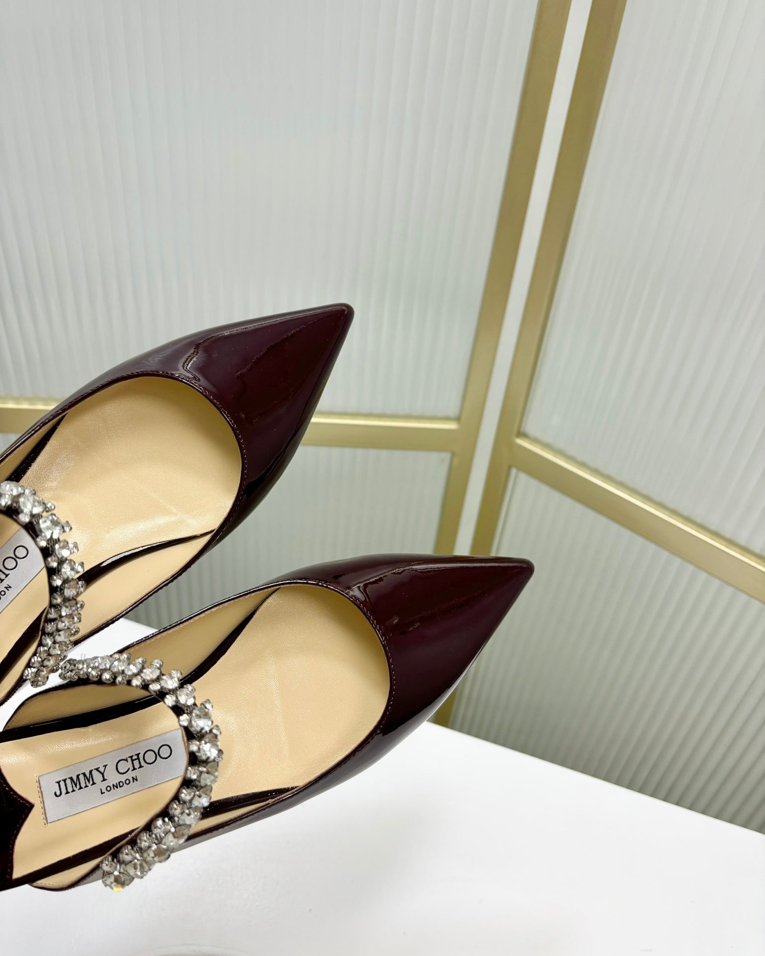 Jimmy Bing In  Dark Burgundy Glossy Cowhide Mules  587752