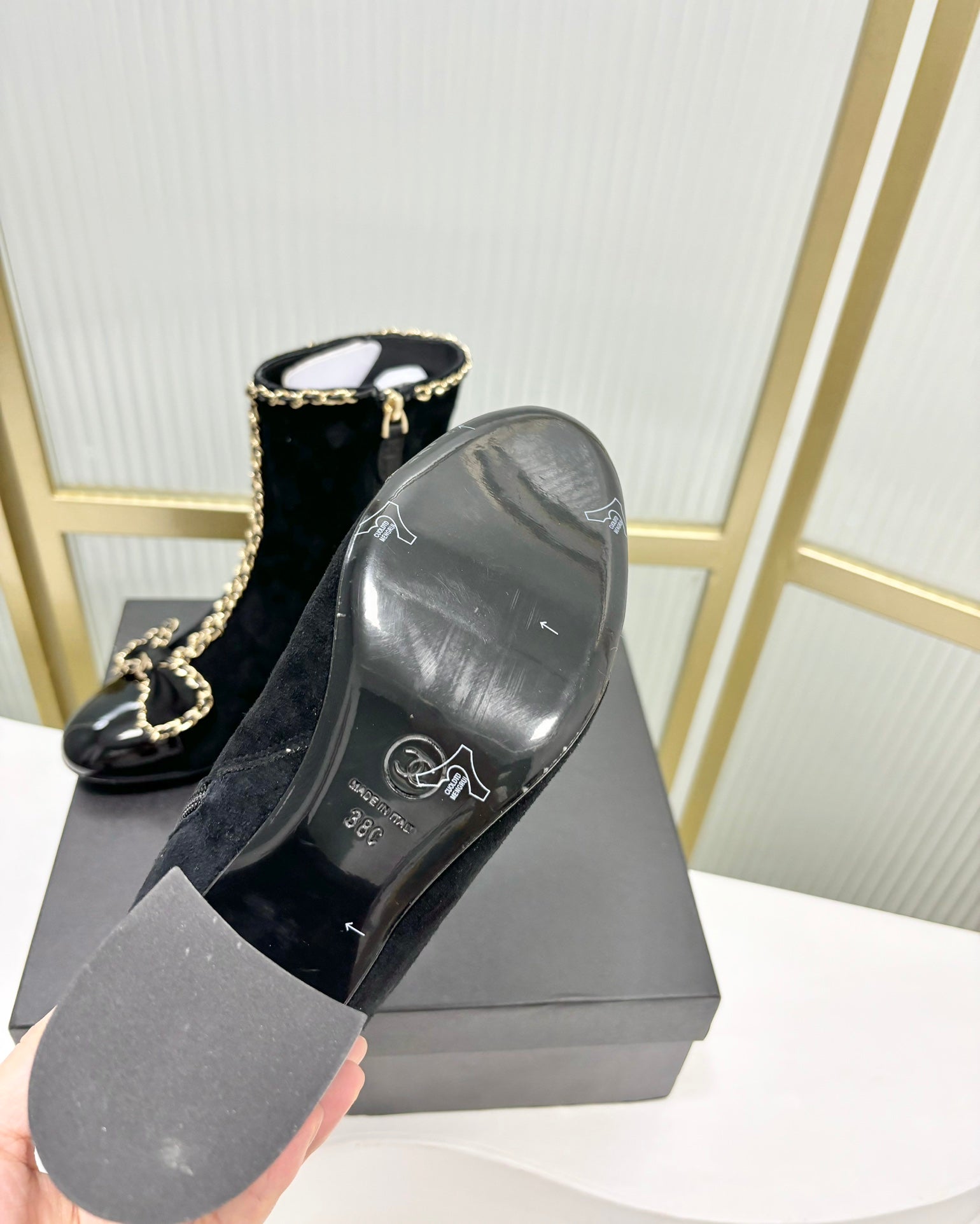 CC Ankle Boot 65 Black Suede Leather Strap