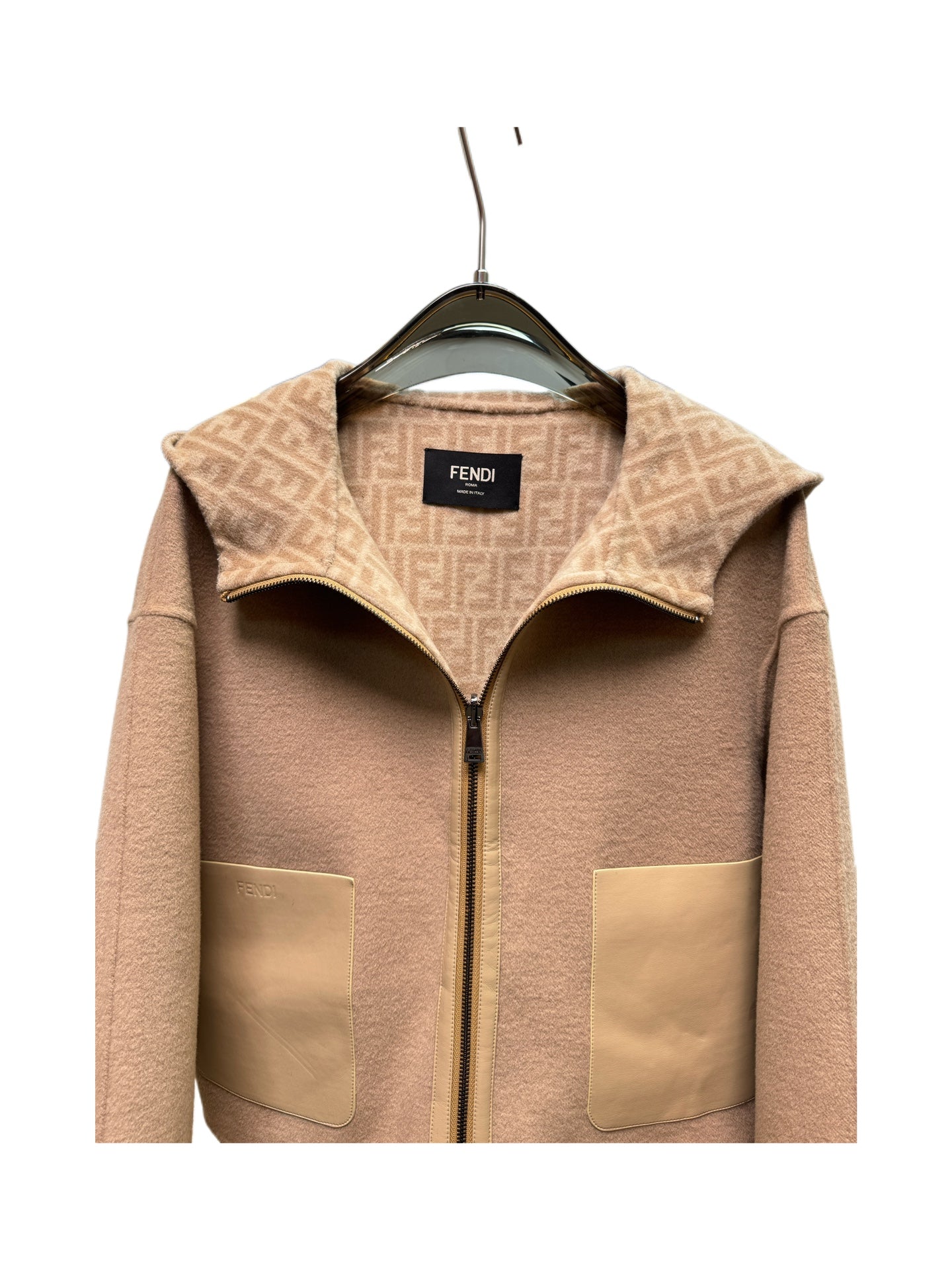 Fendi 25 Short Jacket Light Brown Draper 0009