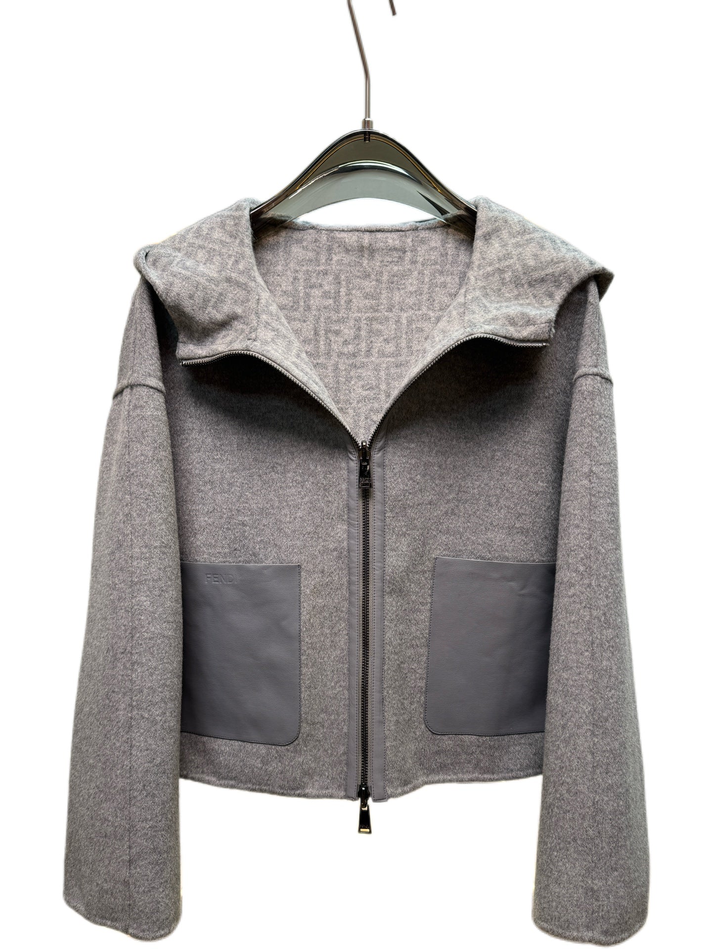 Fendi 25 Short Coat Grey Draper 0005