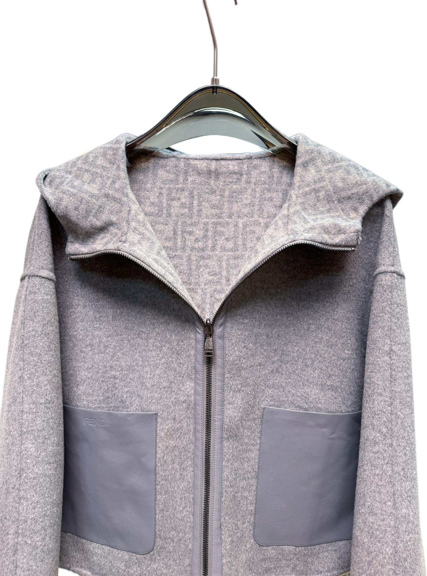 Fendi 25 Short Coat Grey Draper 0005