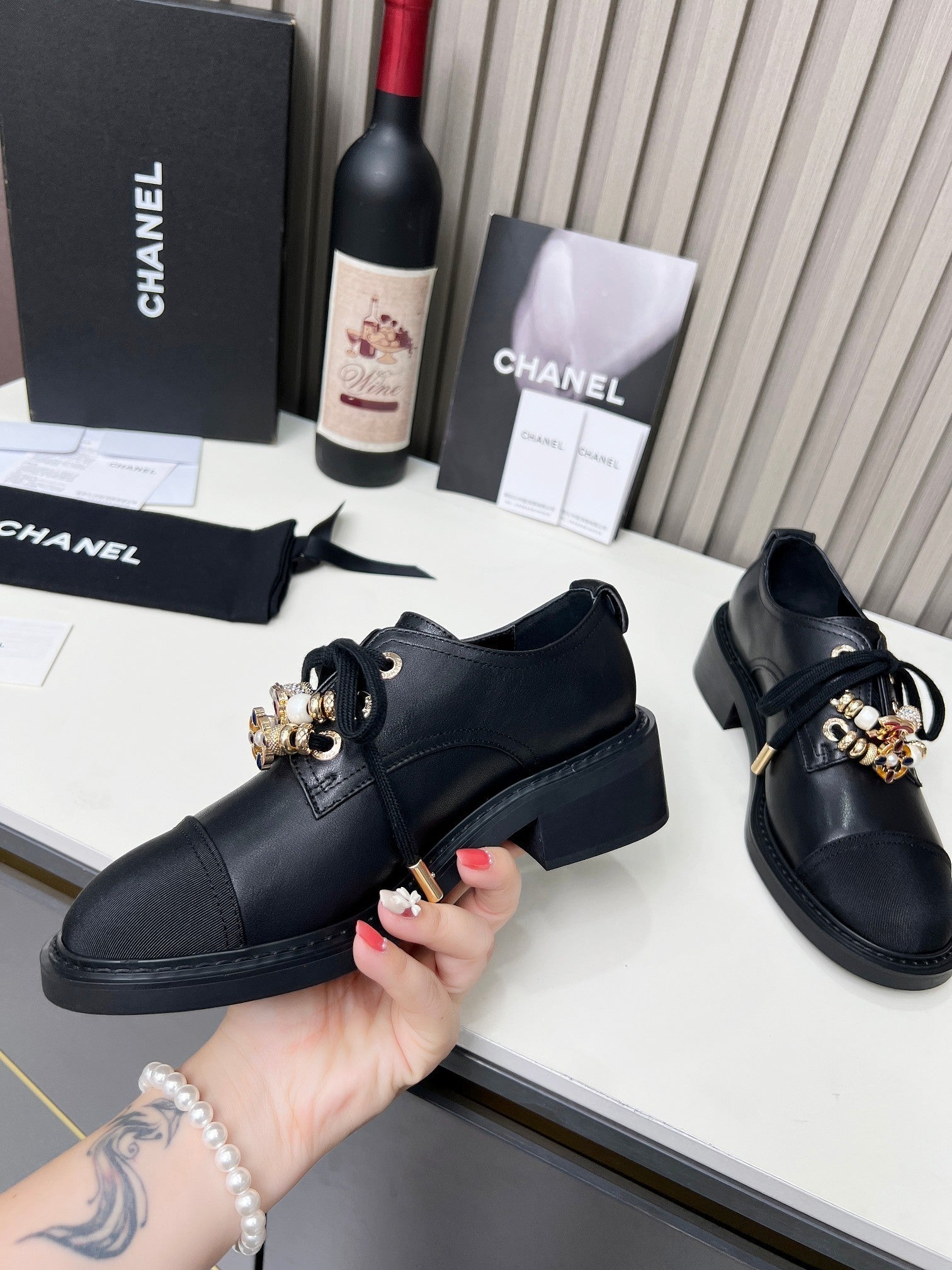 CC Shoe Oxford 50mm In Black Calfskin And Lycra Fabric 944545