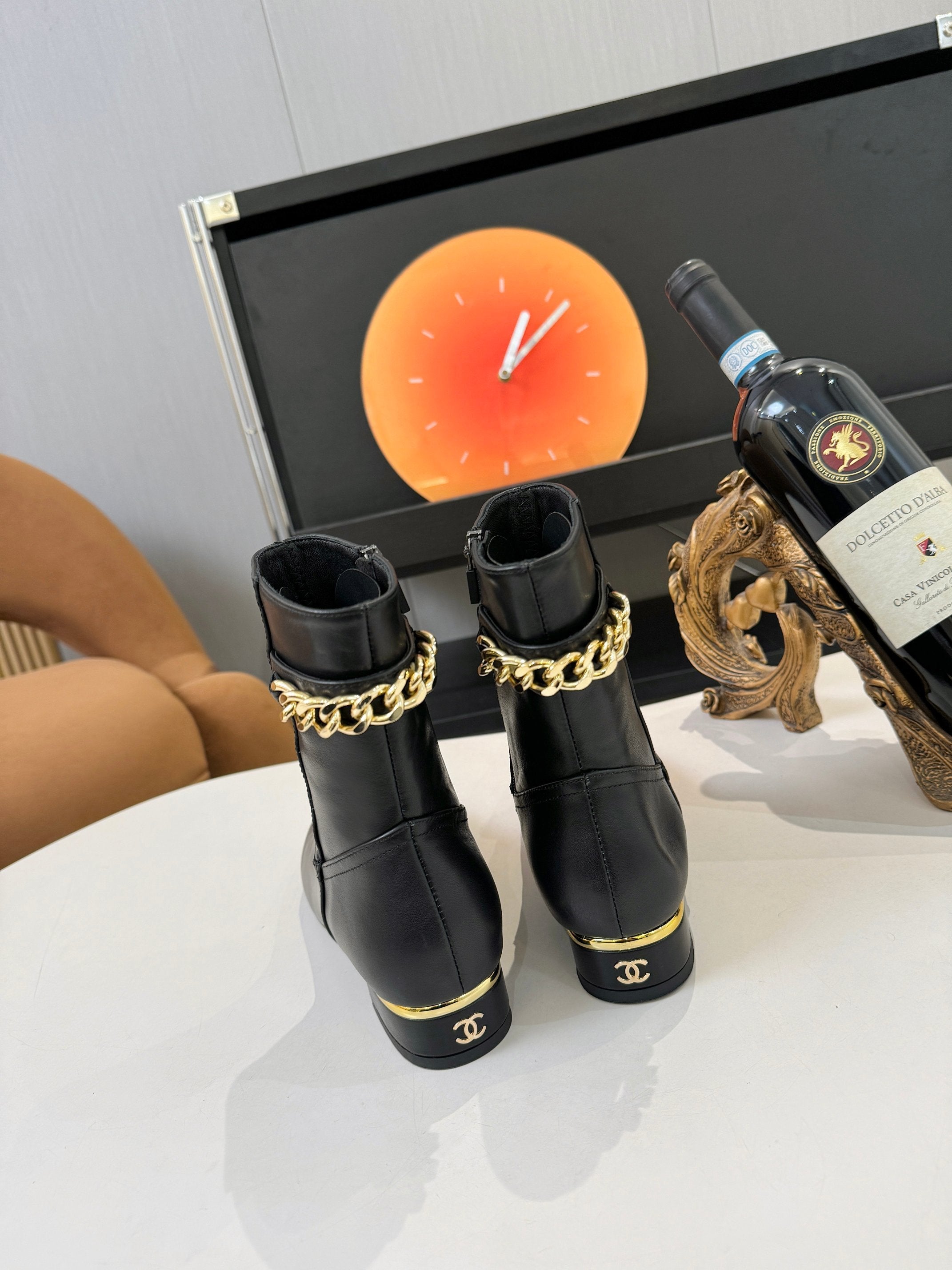 Chanel 2026 Chain Ankle Boots Black Leather 985728