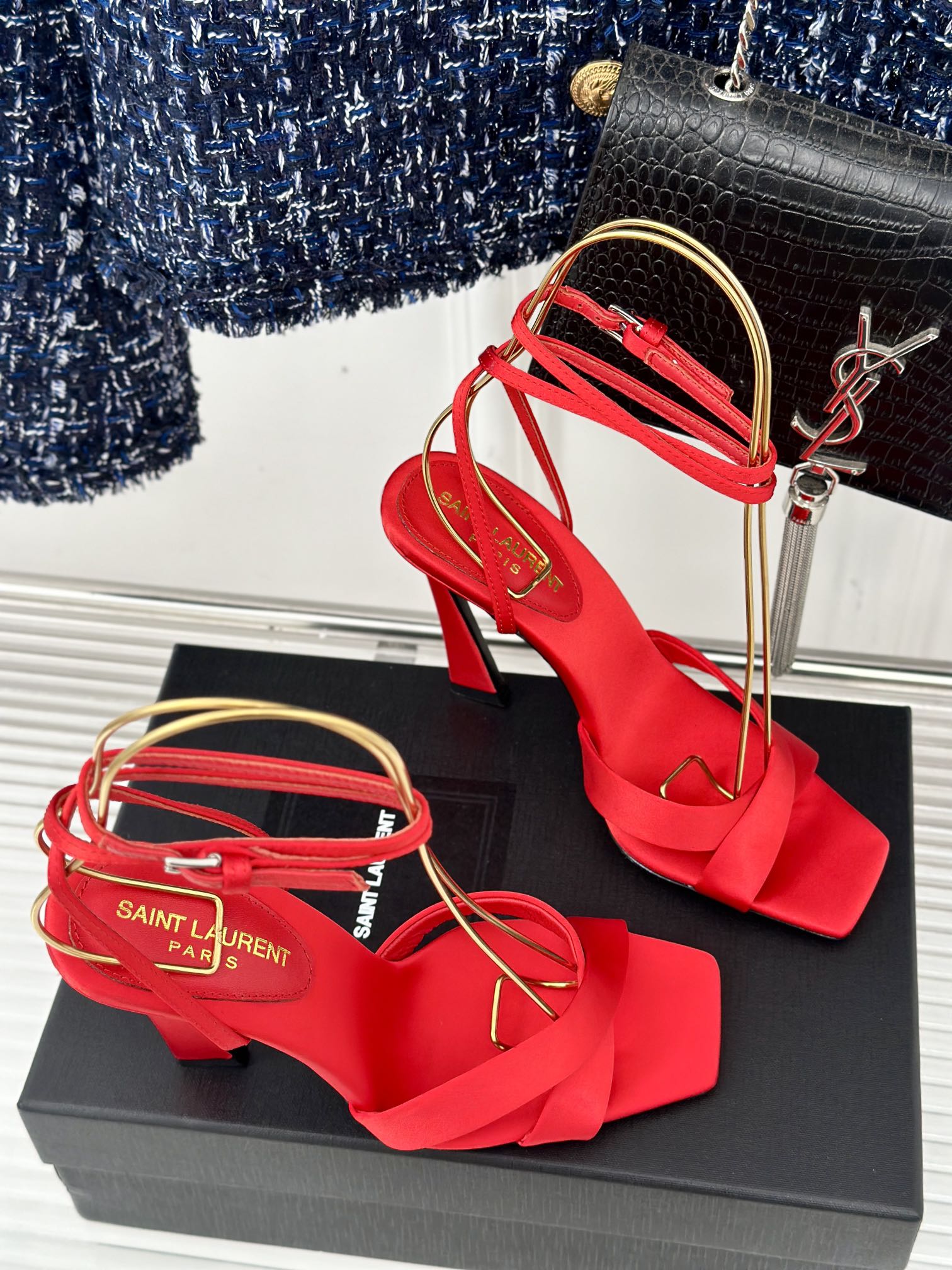 SL CORINNE SANDALS ROSE SATIN CREPE